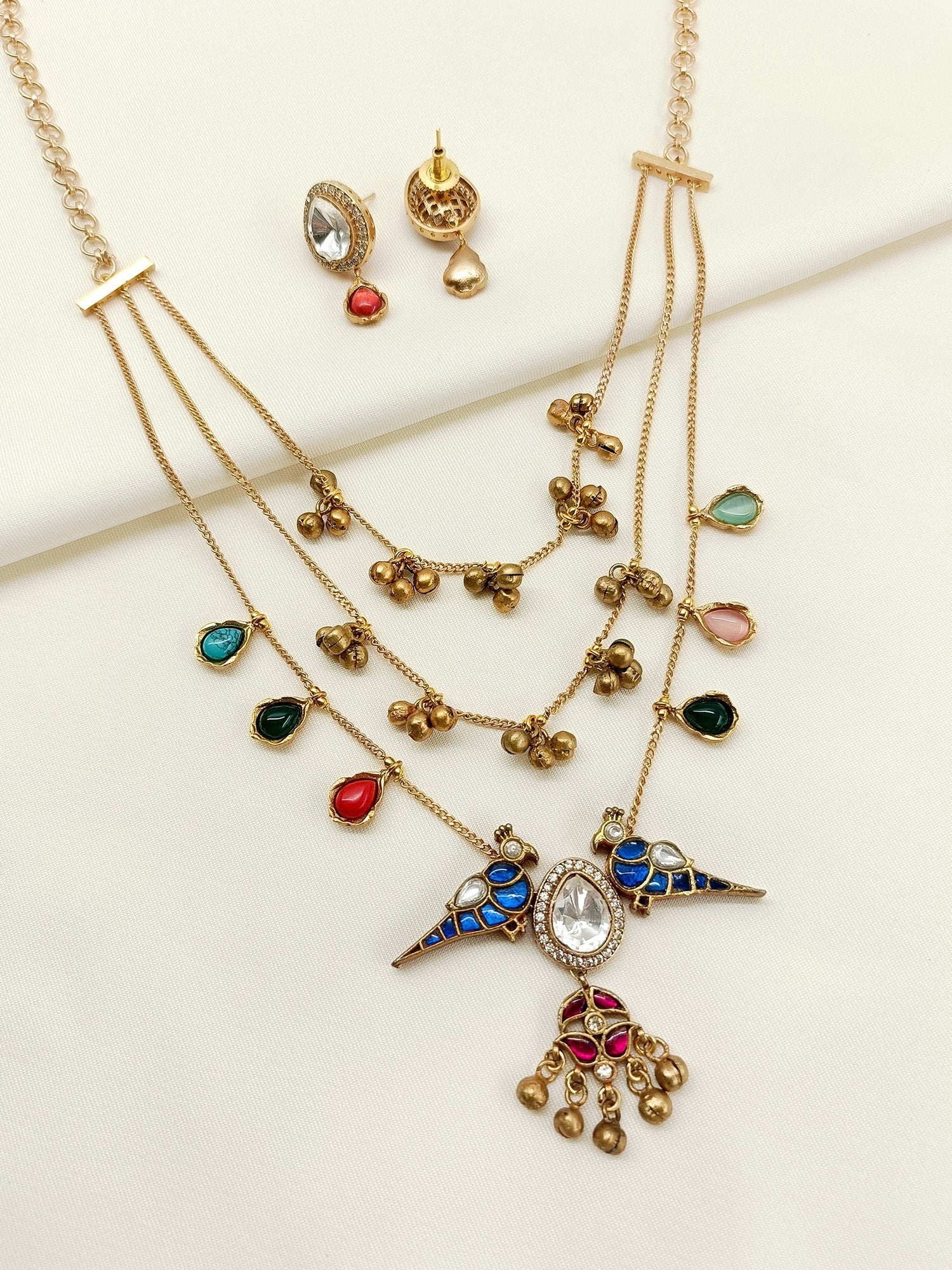 Jocelyn Multi Colour Kundan Necklace Set - qivii