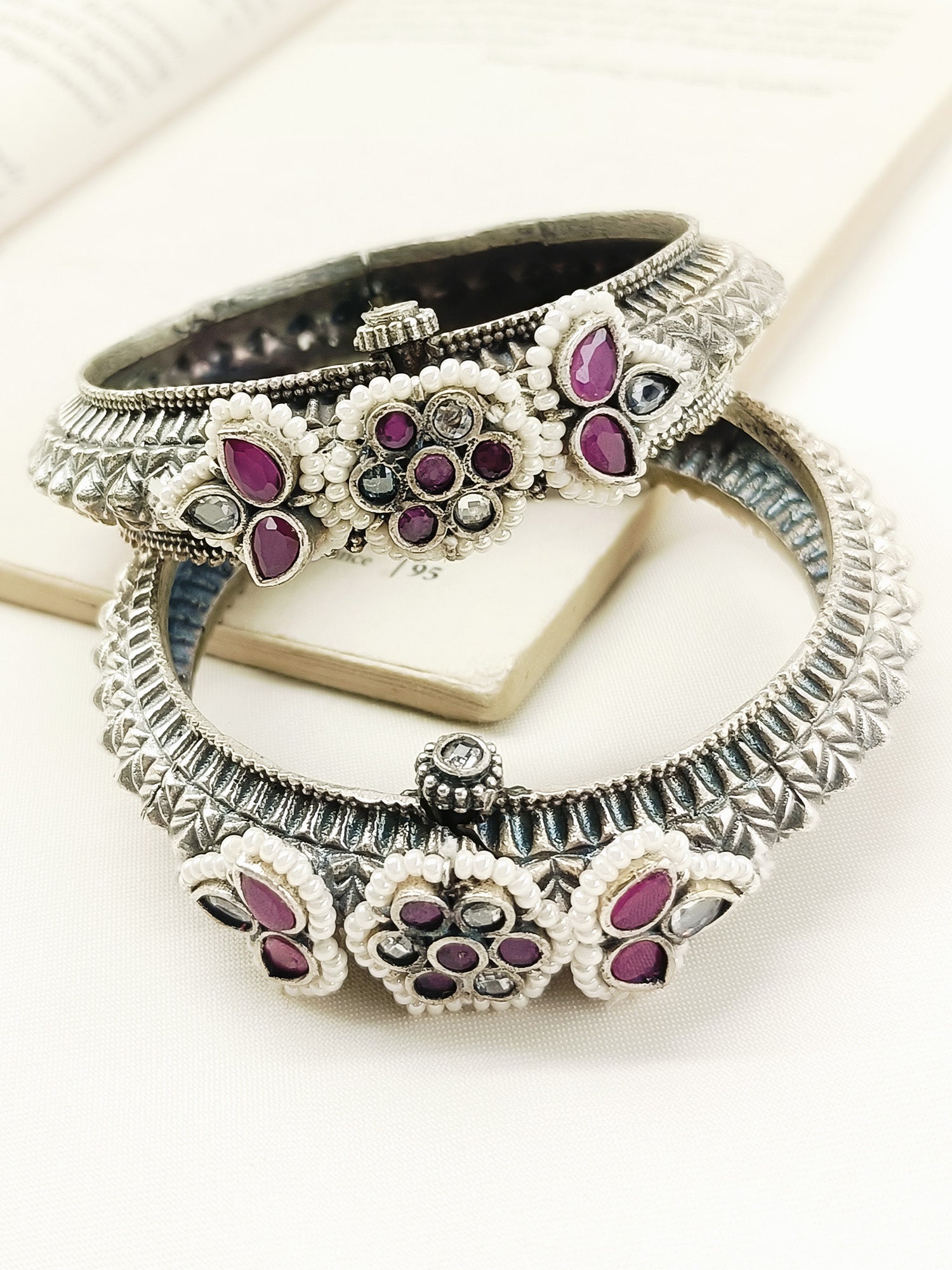 Chakori Ruby Oxidized Bangles