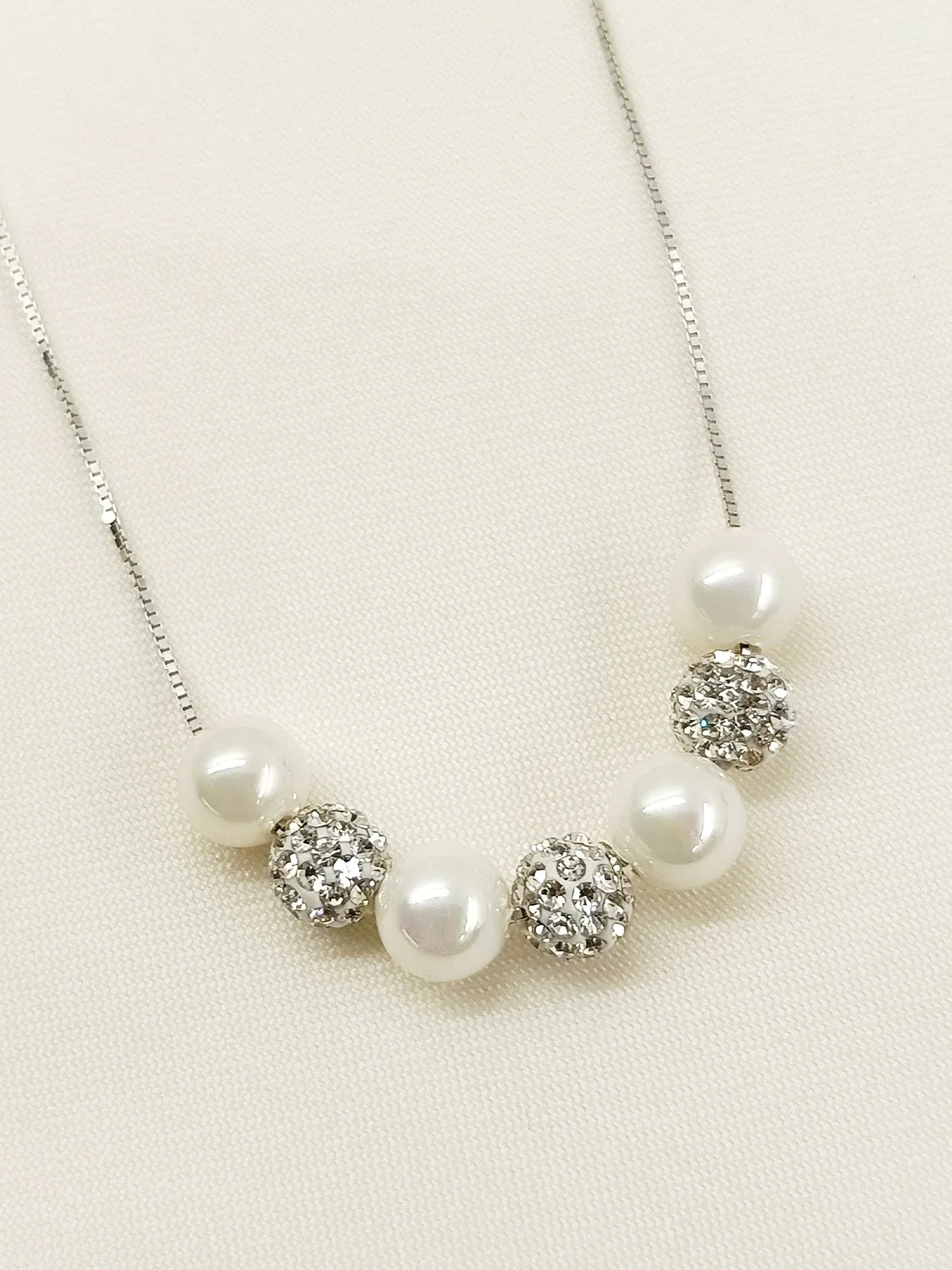 Brylee White Pearl 92.5 Silver Swarovski Stone Neckpiece