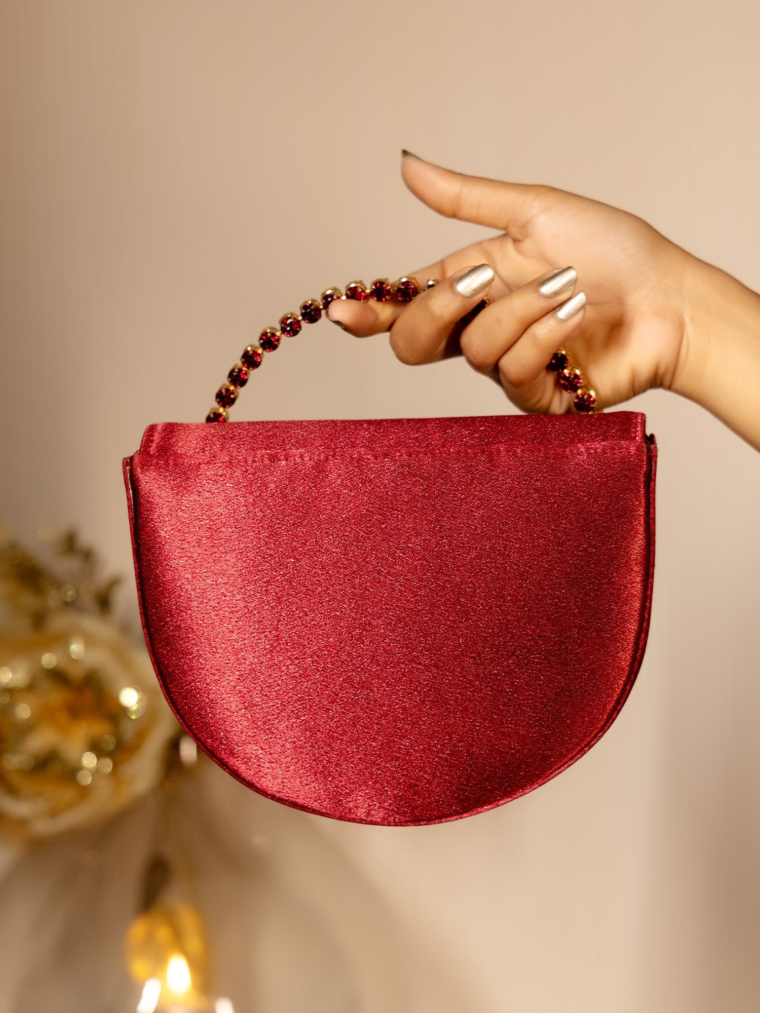 Minal Maroon Evening Clutch - qivii