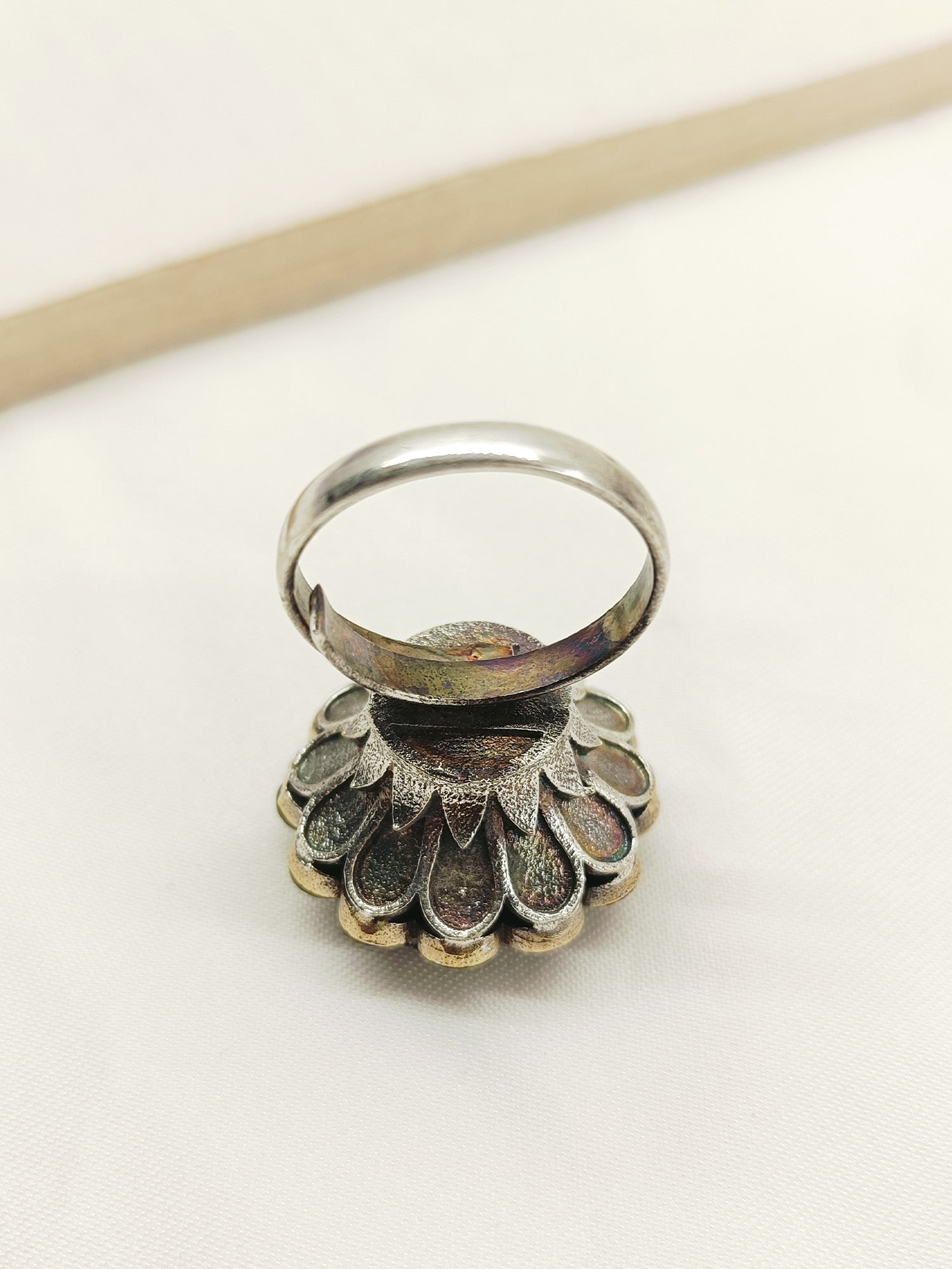 Jane Navy Blue Oxidized Finger Ring - qivii