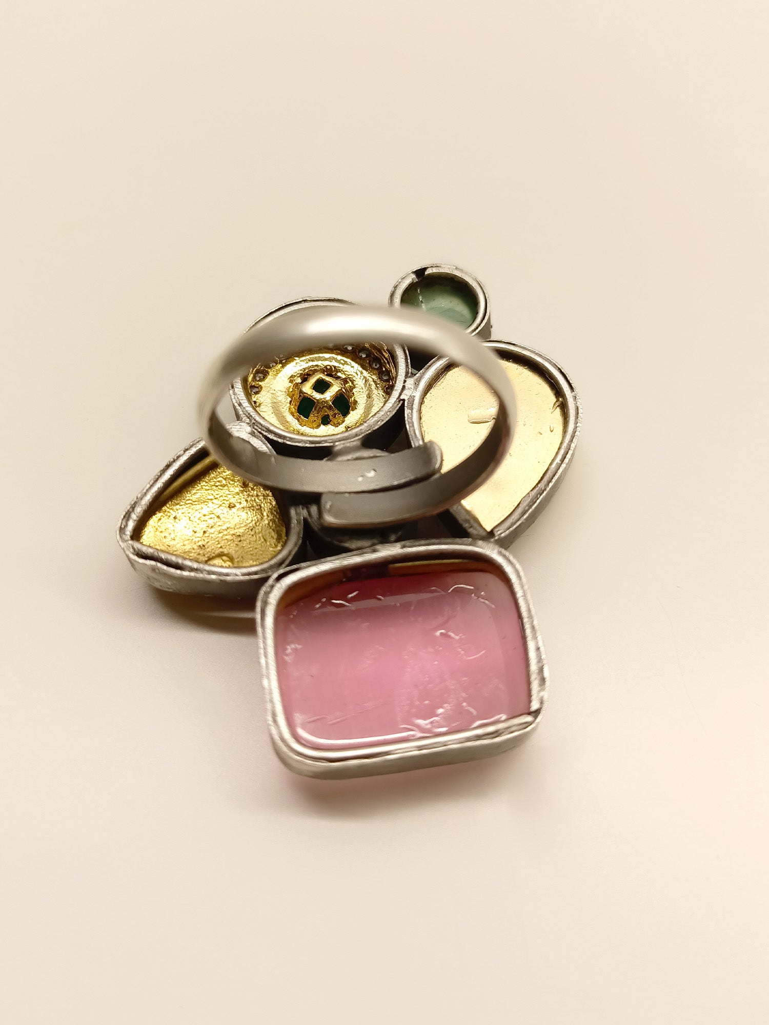 Geetanjali Multi Colour Oxidized Finger Ring - qivii