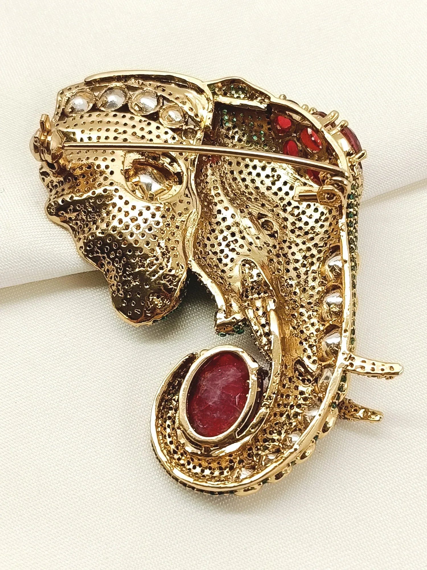 Rahul Green Elephant Brooch