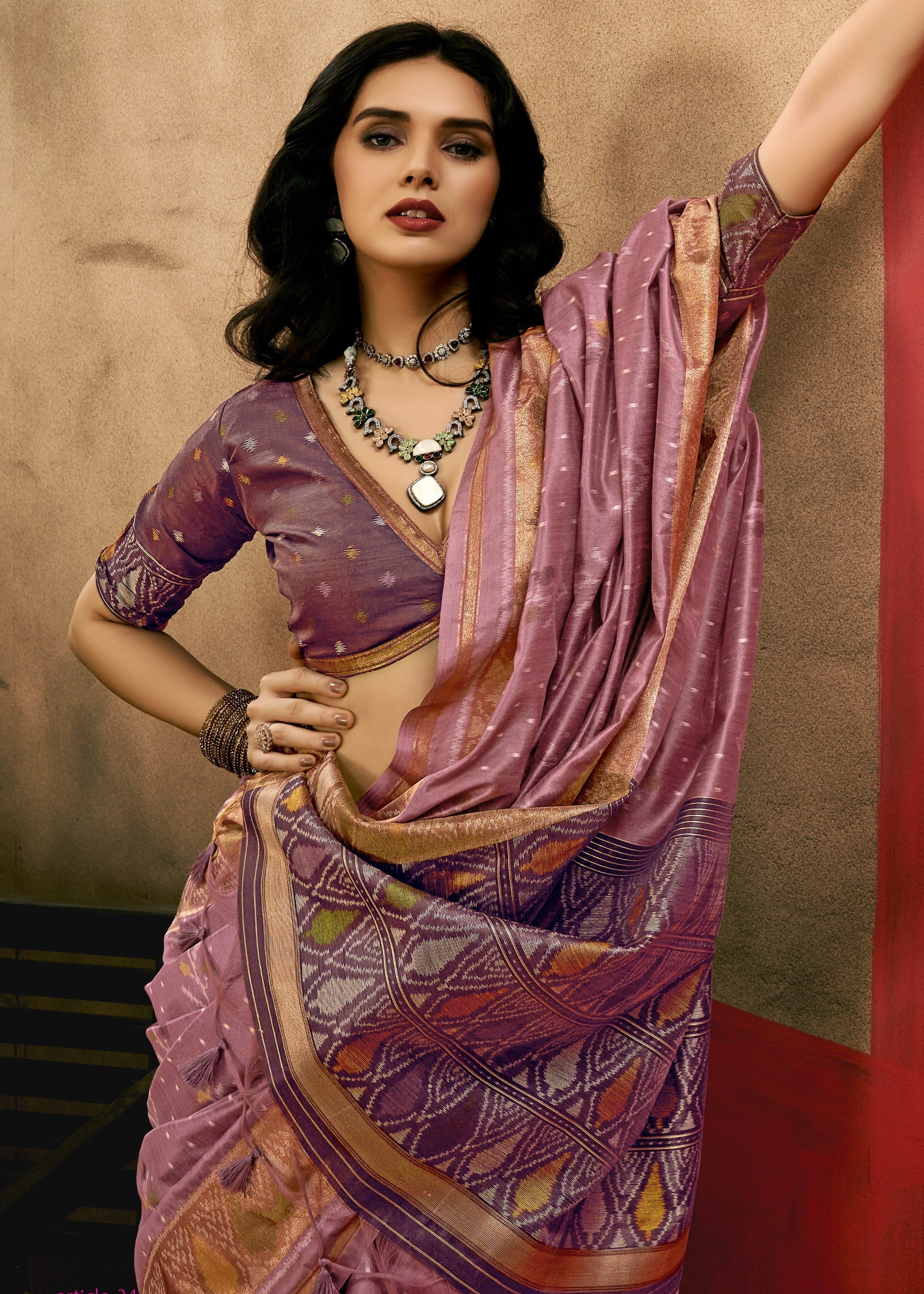 Purple Patola Handloom Weaving Silk Saree - qivii