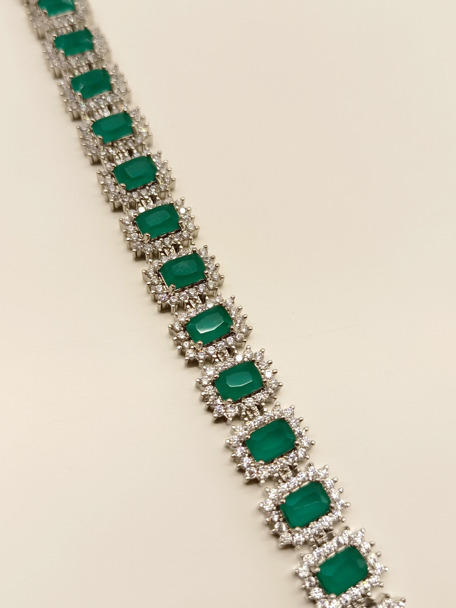 Ziva Emerald American Diamond Bracelet - qivii
