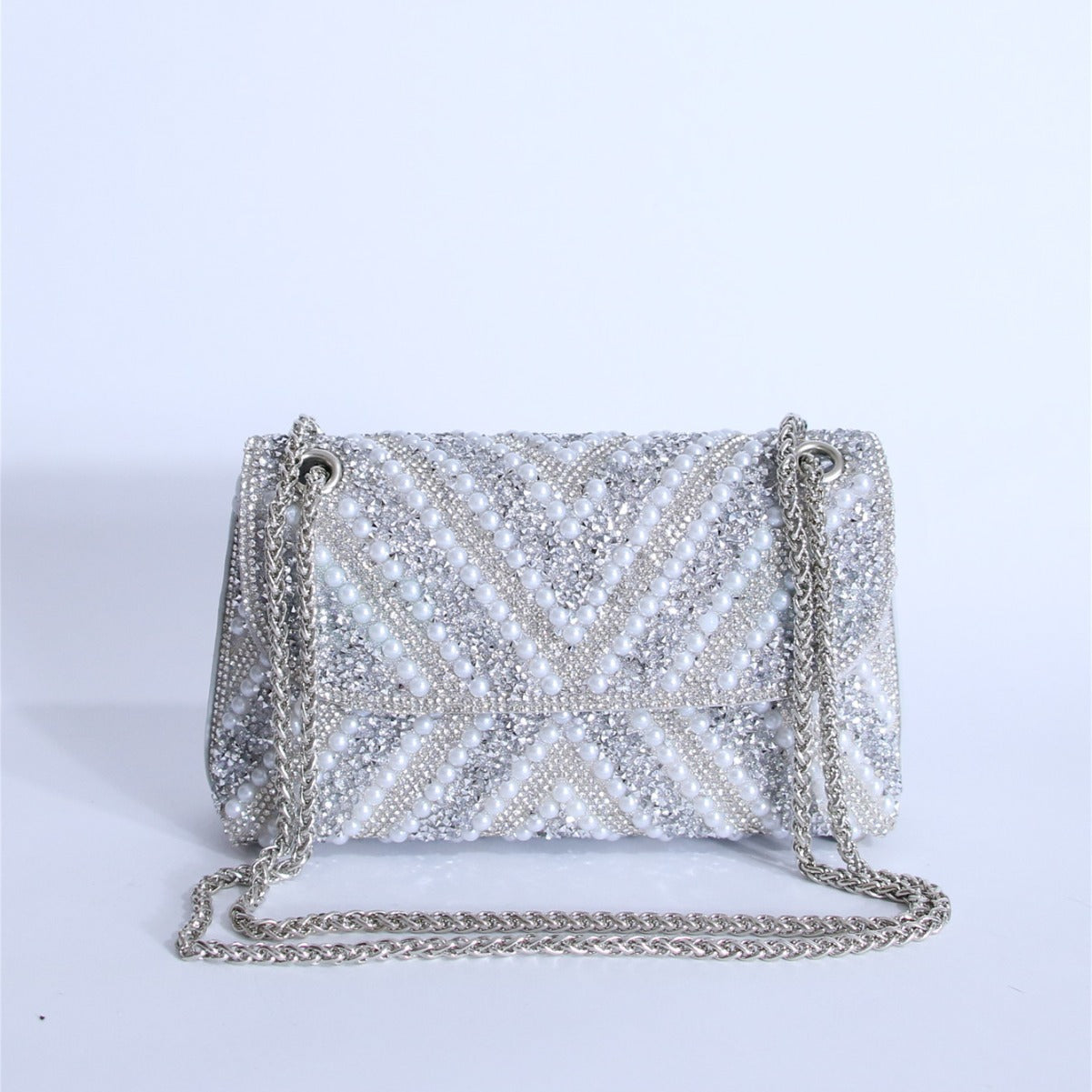 Women's Moonrise Pearl Clutch - Convertible Chain Evening Bag for Galas & Soirées