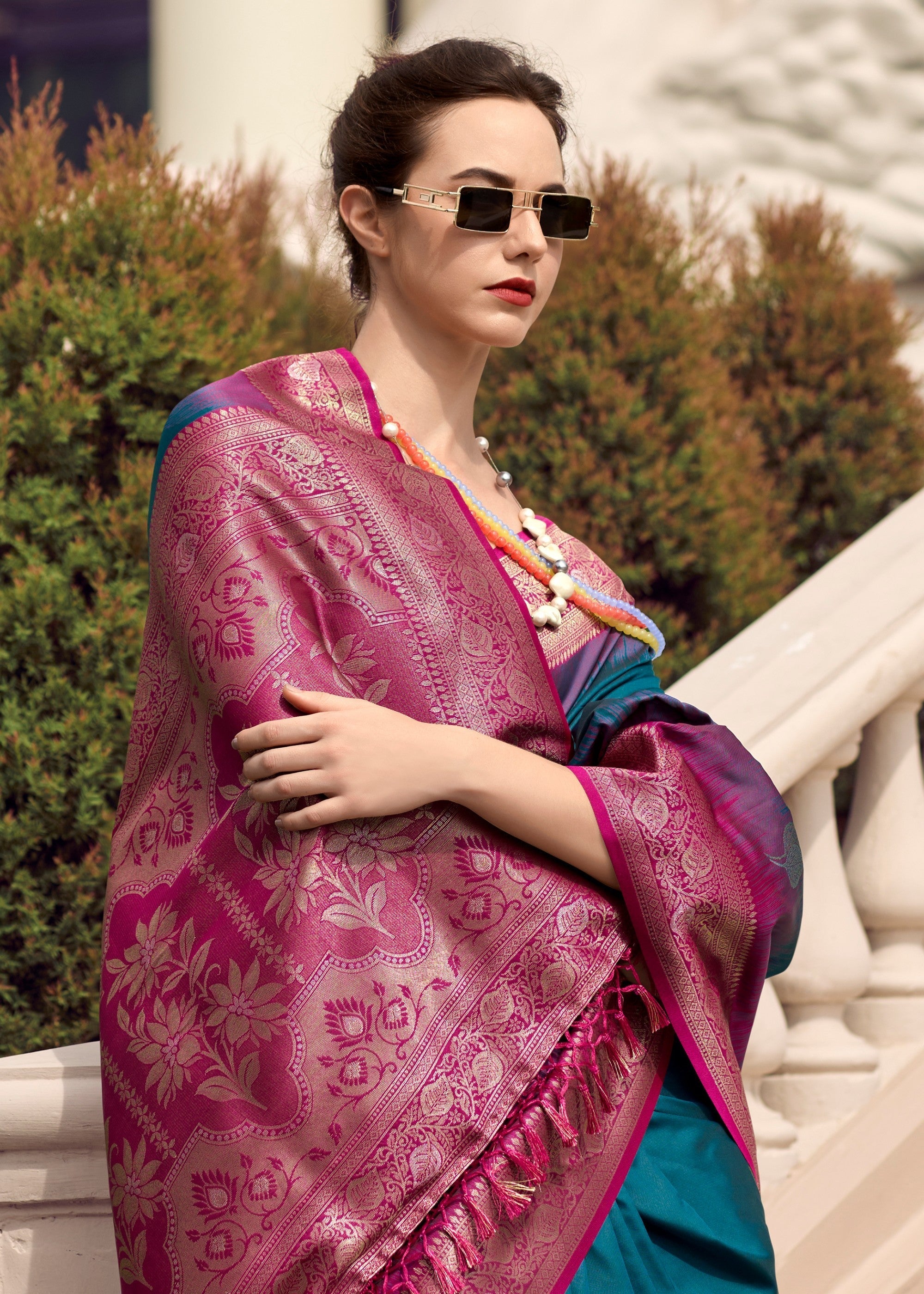 Aegean Blue Soft Silk Saree with Amazing Zari Weaving : Top Pick - qivii