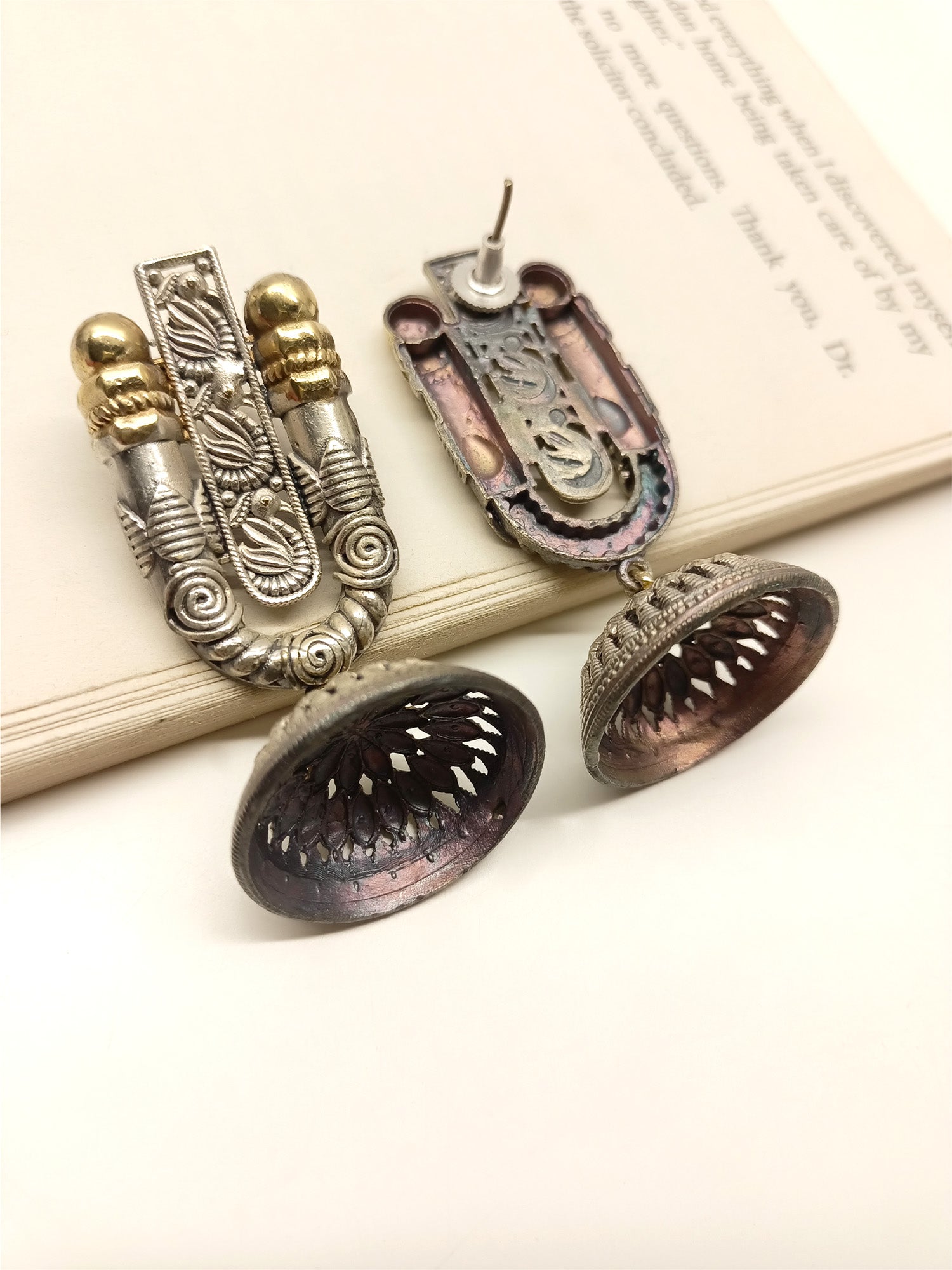 Anchal Plain Oxidized Jhumki - qivii