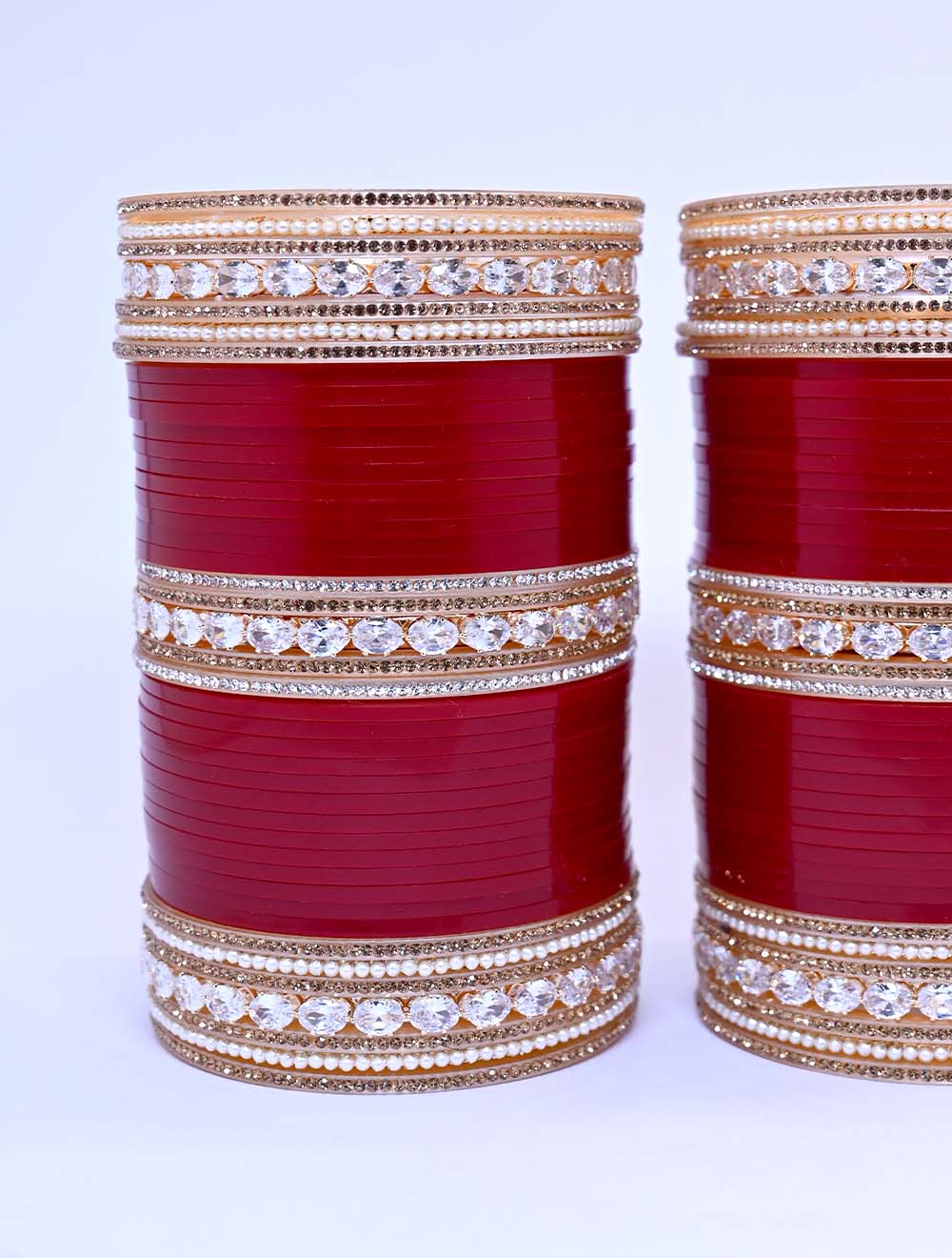 Gautami Diamond & Pearl Work Maroon Punjabi Chura - qivii