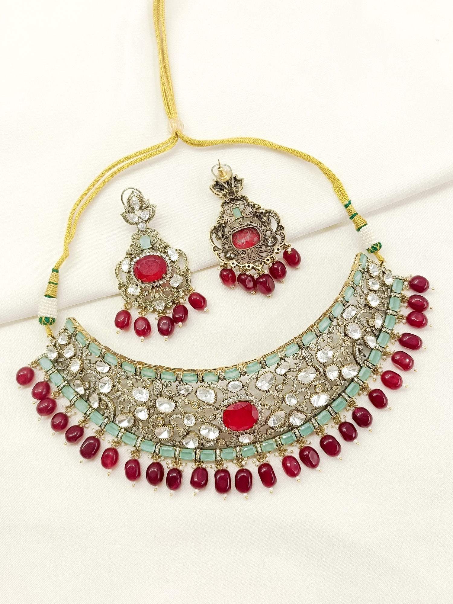 Kiya Mint Green Victorian Choker Set