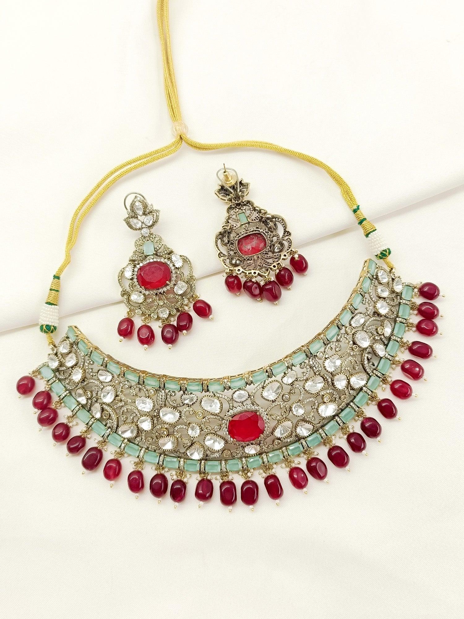 Kiya Mint Green Victorian Choker Set