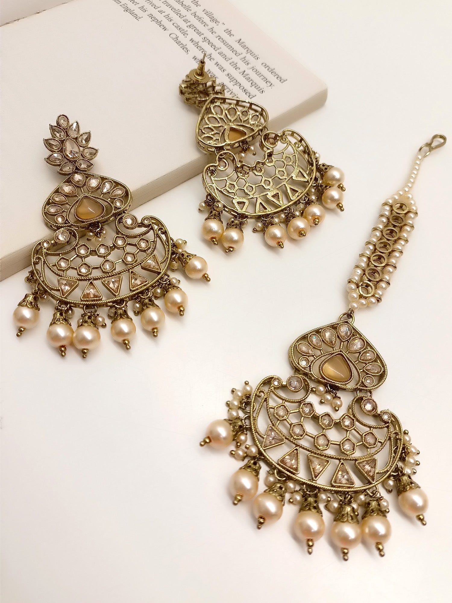 Karma Copper Polki Earrings With Teeka - qivii