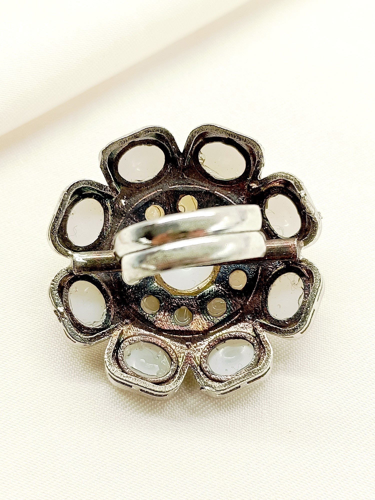 Shruti White Oxidized Finger Ring - qivii