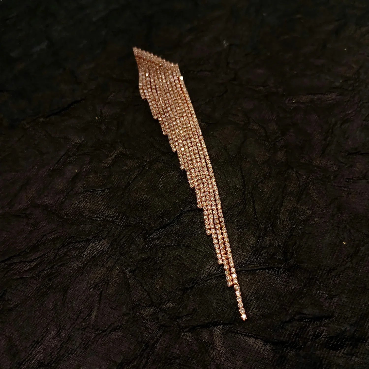 Ariella Long Western Earrings In Rose Gold Polish