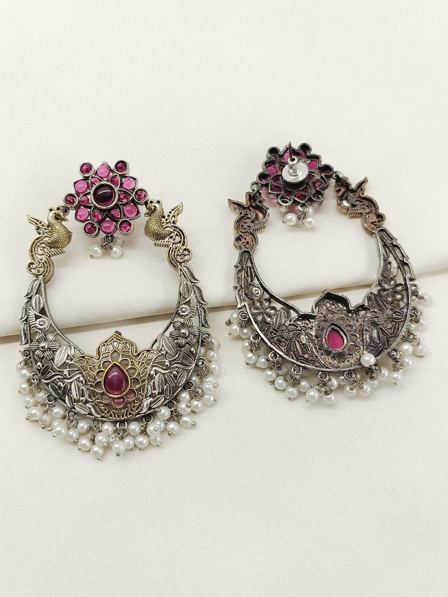Warisha Majenta Oxidized Earring