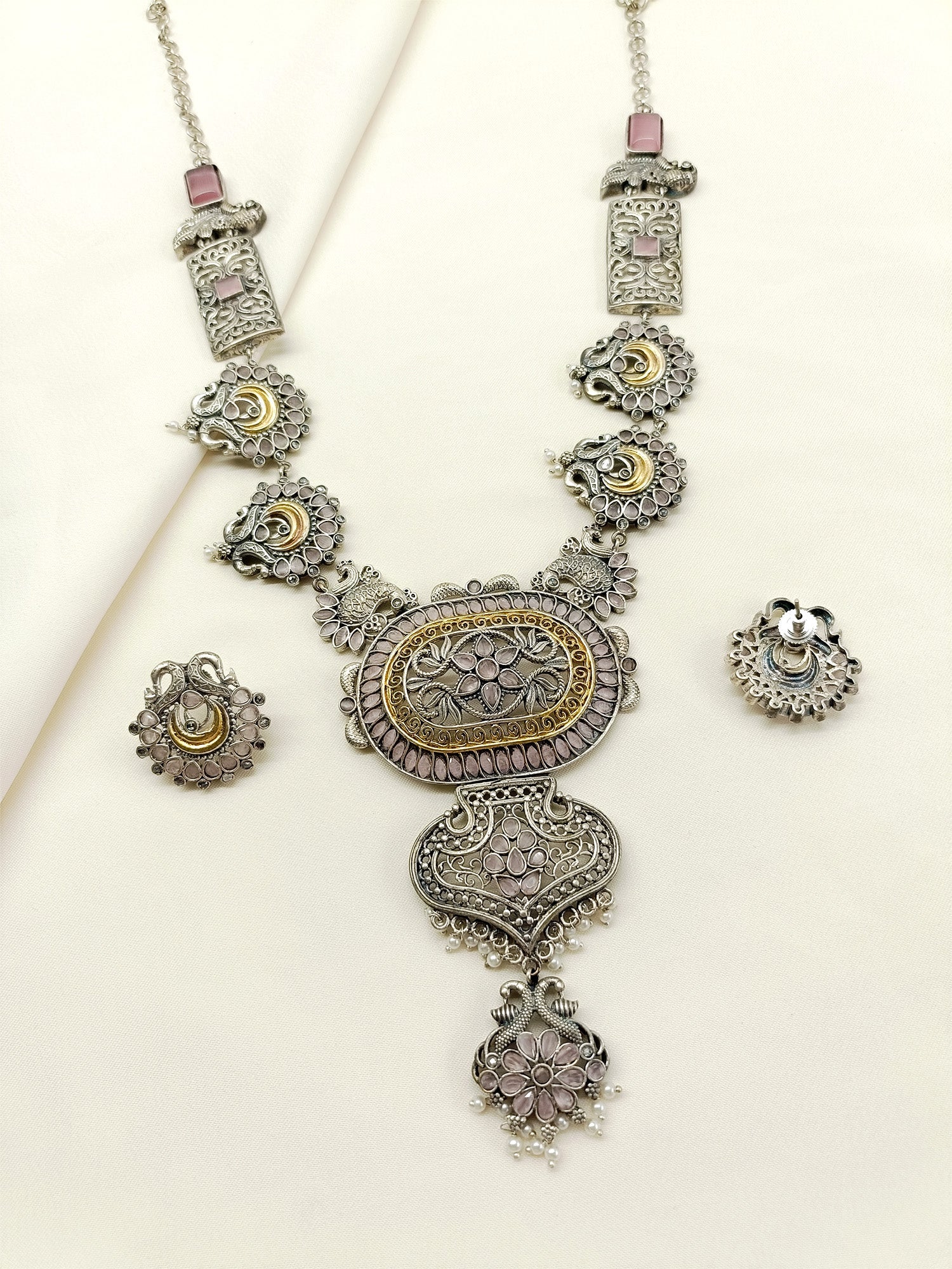 Antara Pink Oxidized Necklace Set