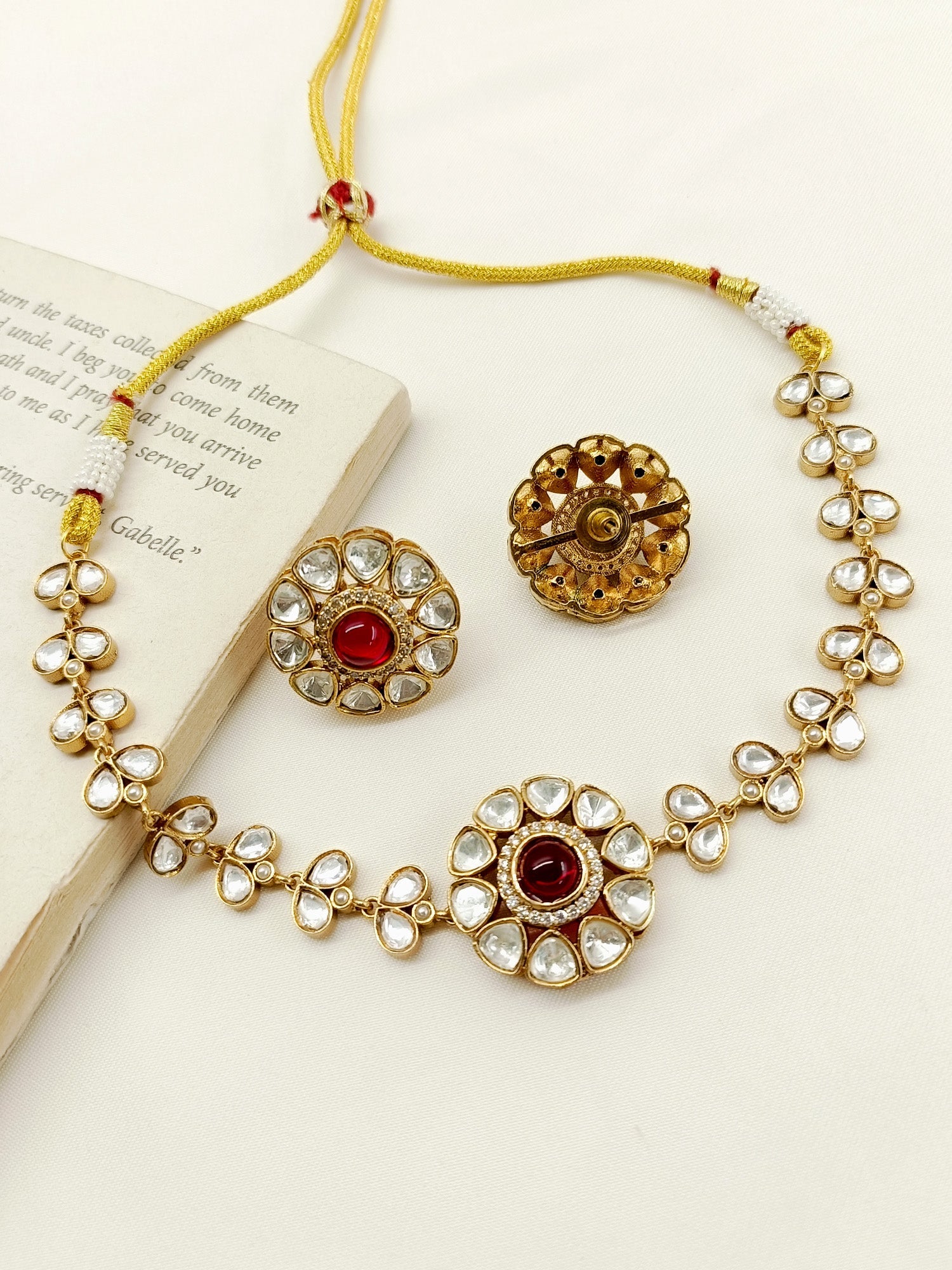 Mannat Maroon Kundan Choker Set - qivii