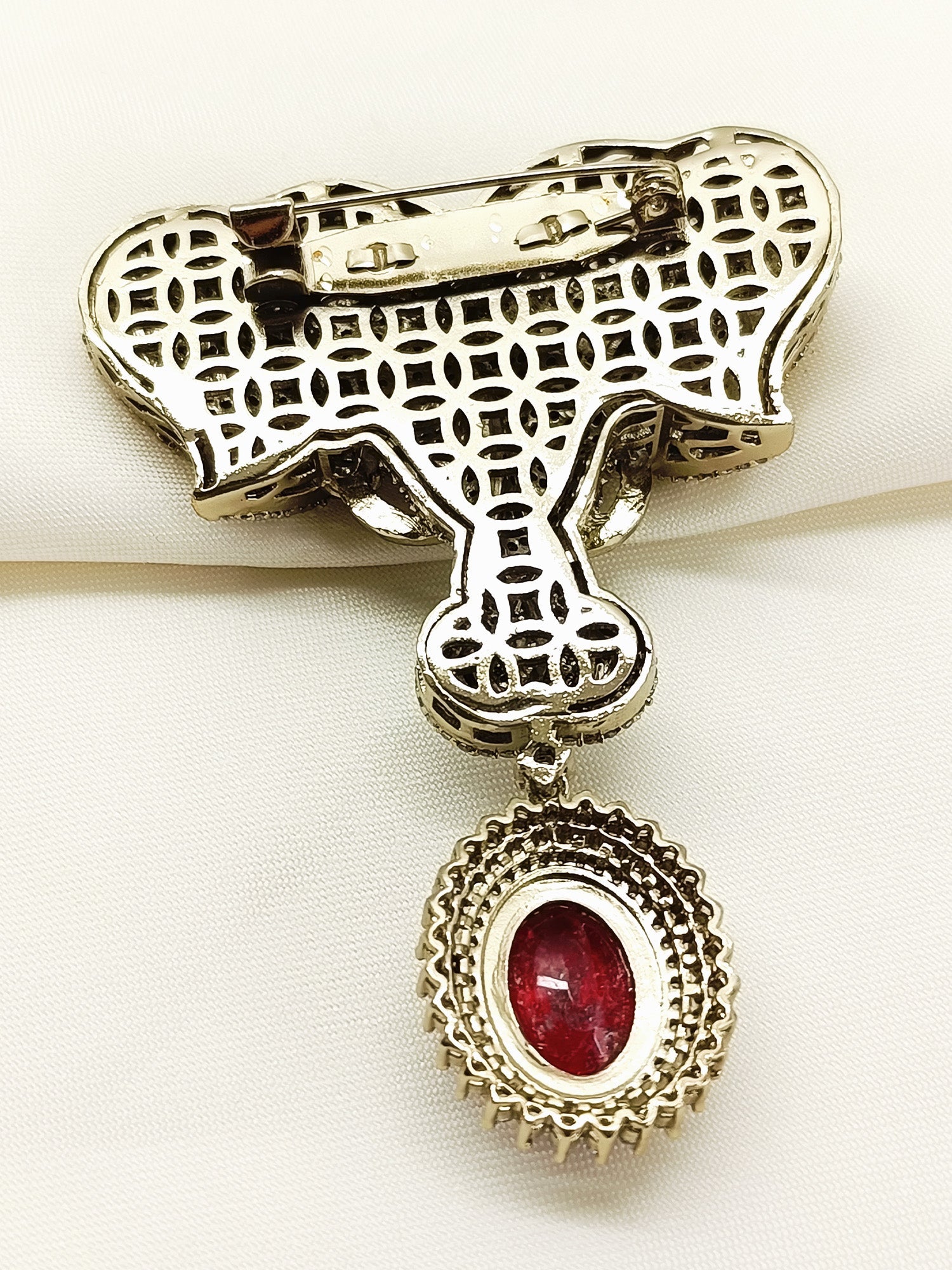 Anirudh Ruby Elephant Brooch