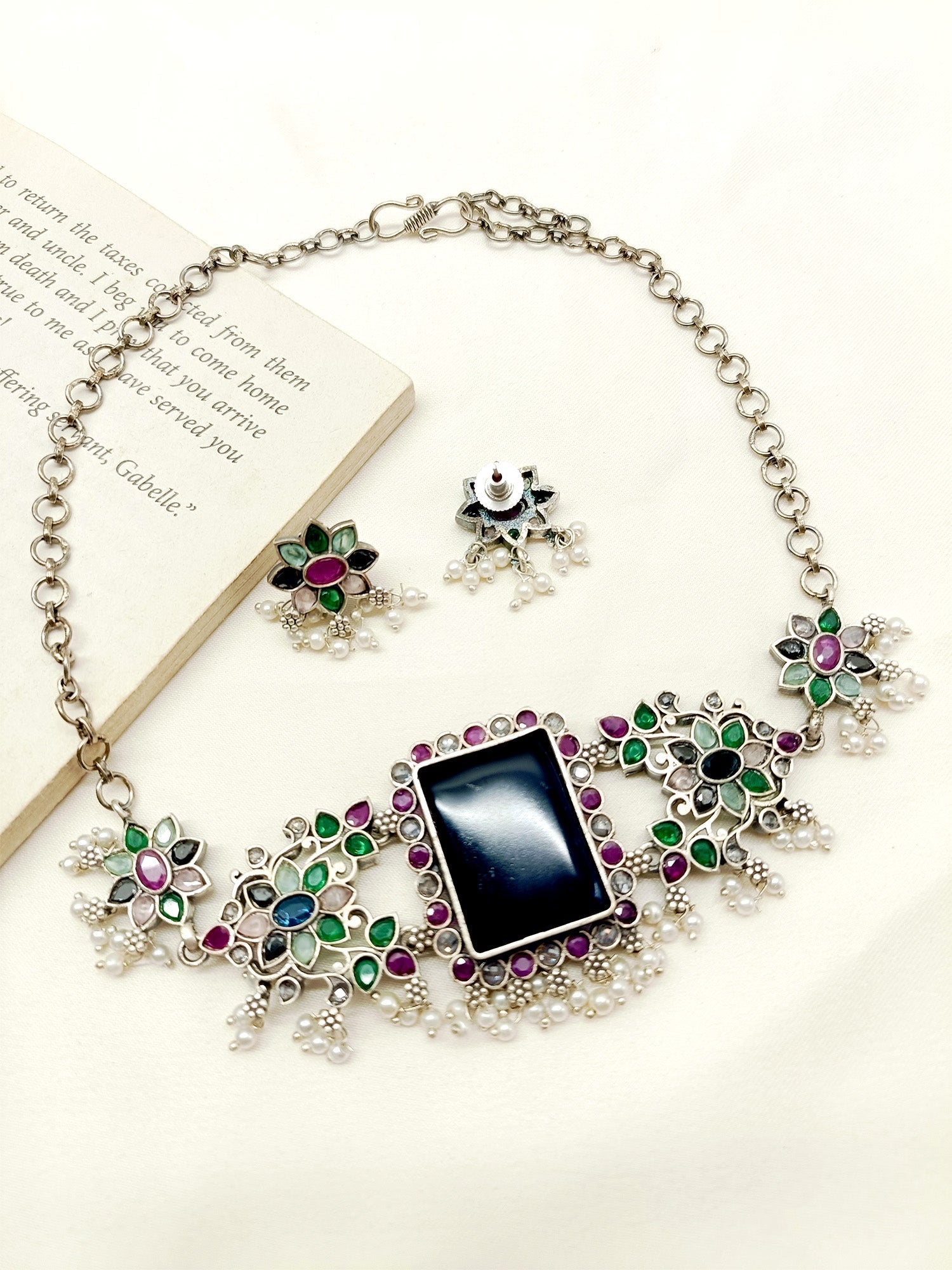 Samakshi Multi Colour Oxidized Choker Set - qivii