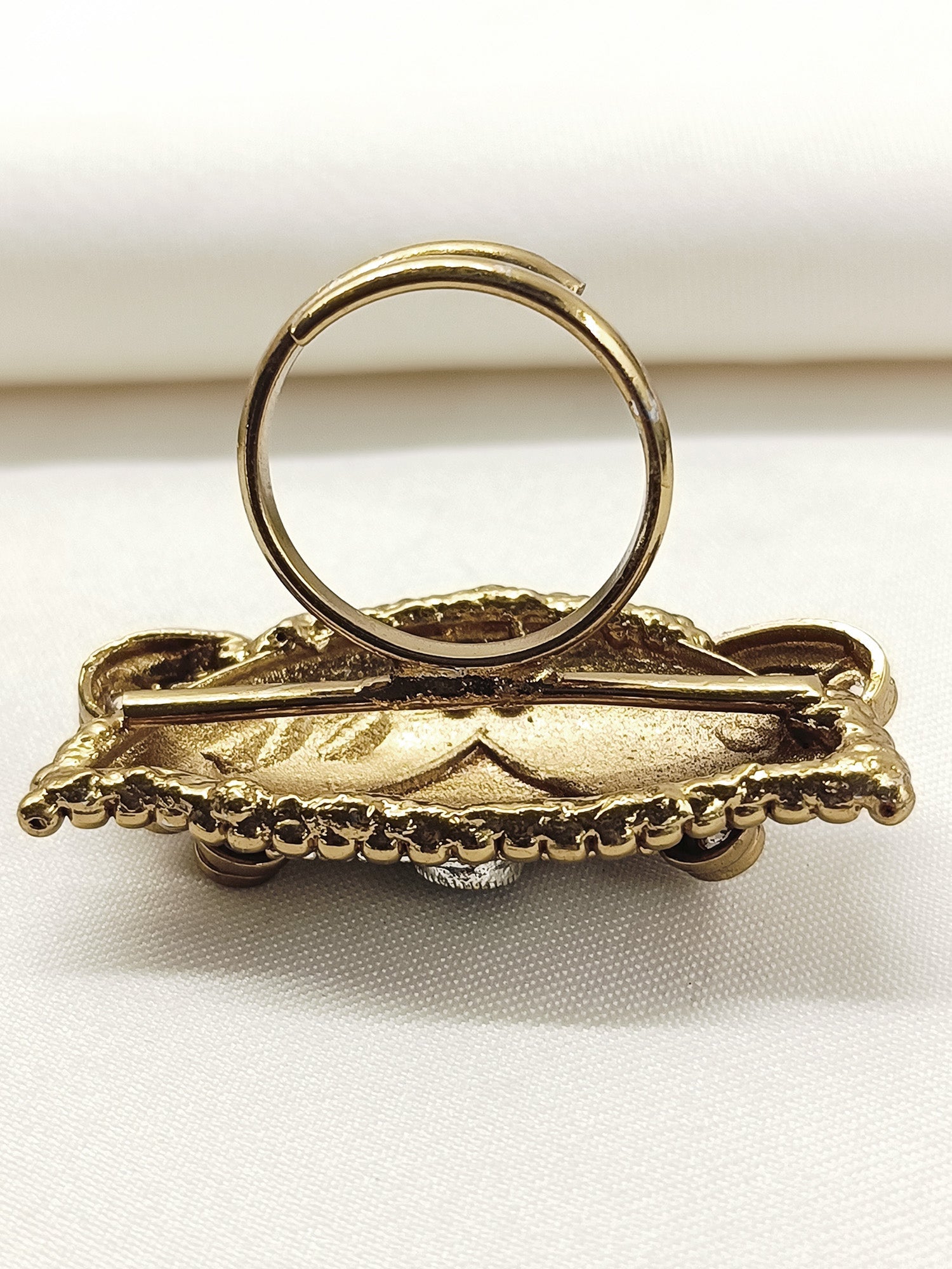 Ojashvi White Oxidized Finger Ring