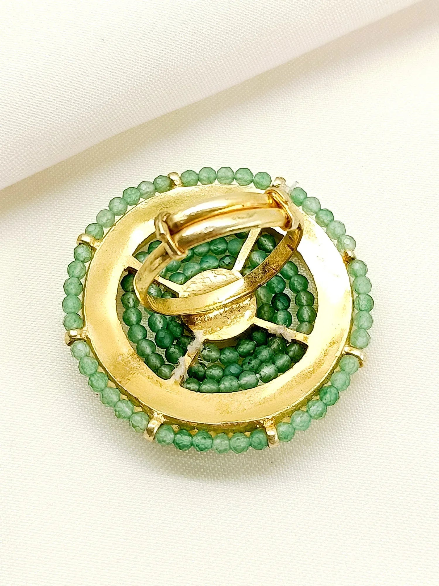 Koyna Mint Green Kundan Finger Ring