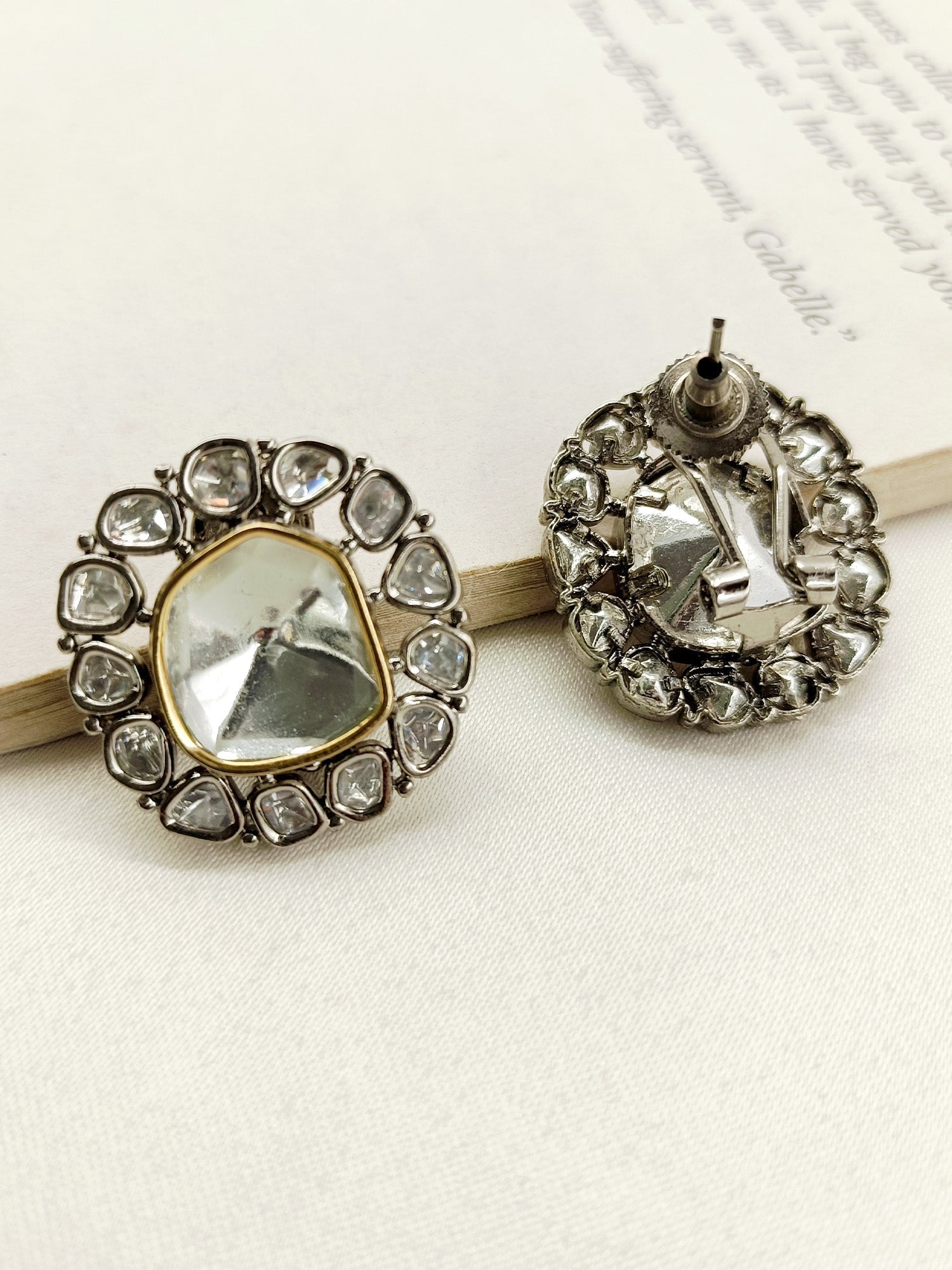 Elegant Maithily Diamond Work Rhodium Plated Victorian Tops with Gold and Silver Plated Brass Metal and Polkis