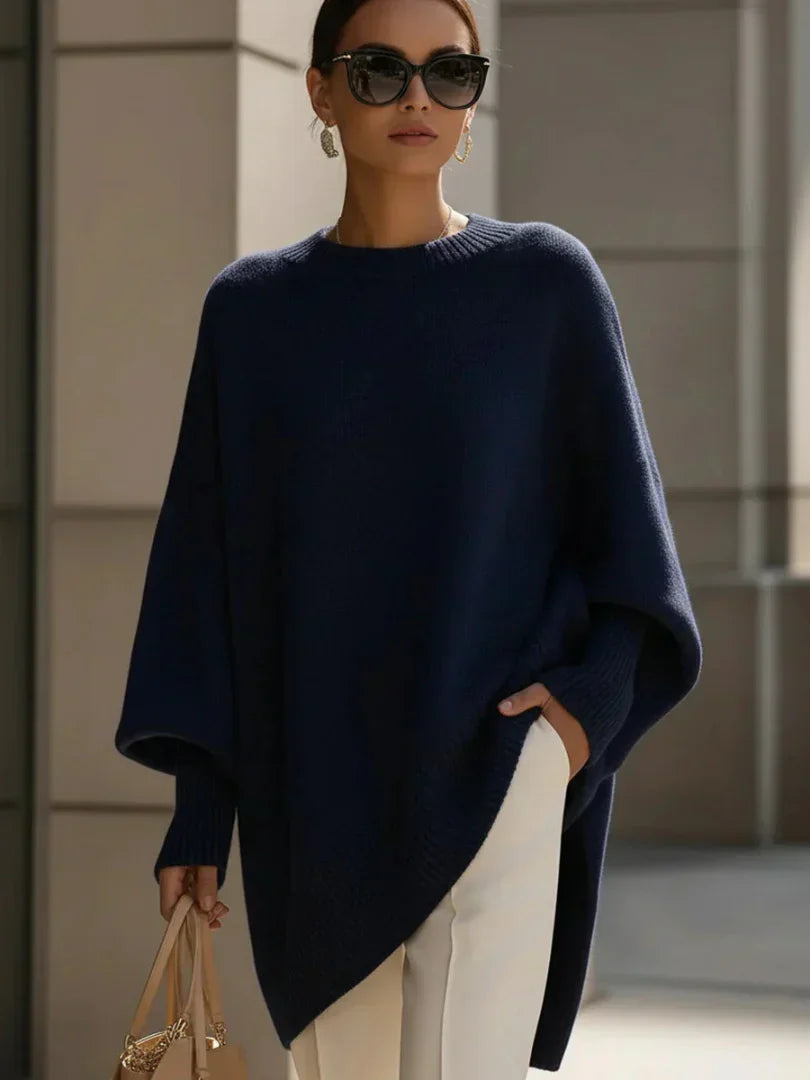 Mona | Cozy Oversized Knit Poncho Sweater by Qivii