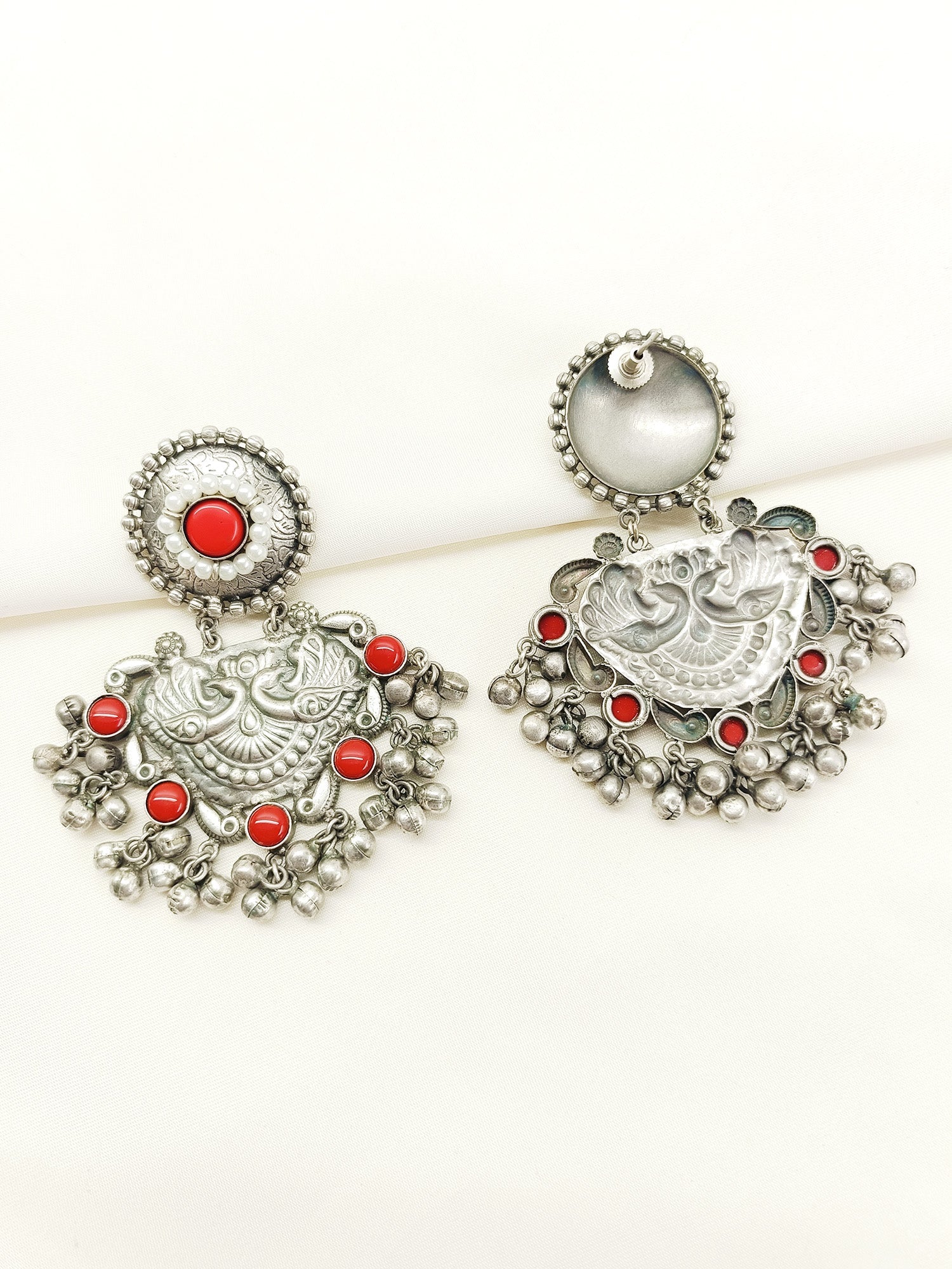 Hrishita Coral Oxidized Earring