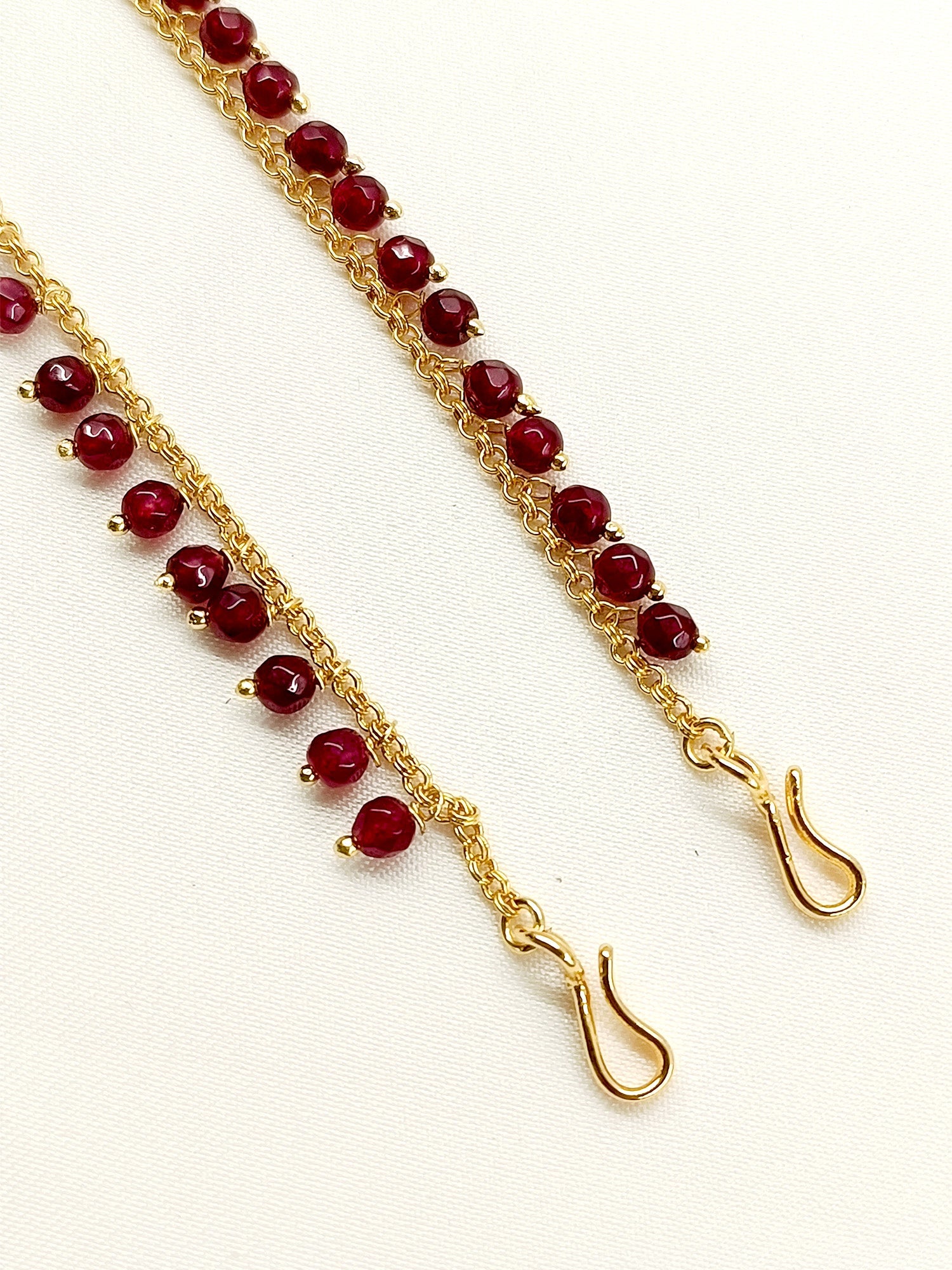 Pratigya Ruby Gold Plated Ear Chain