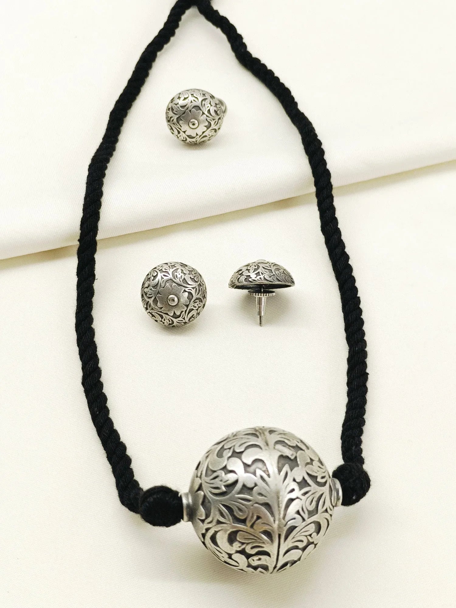 Xavilra Black Men's Pendant Set With Ring