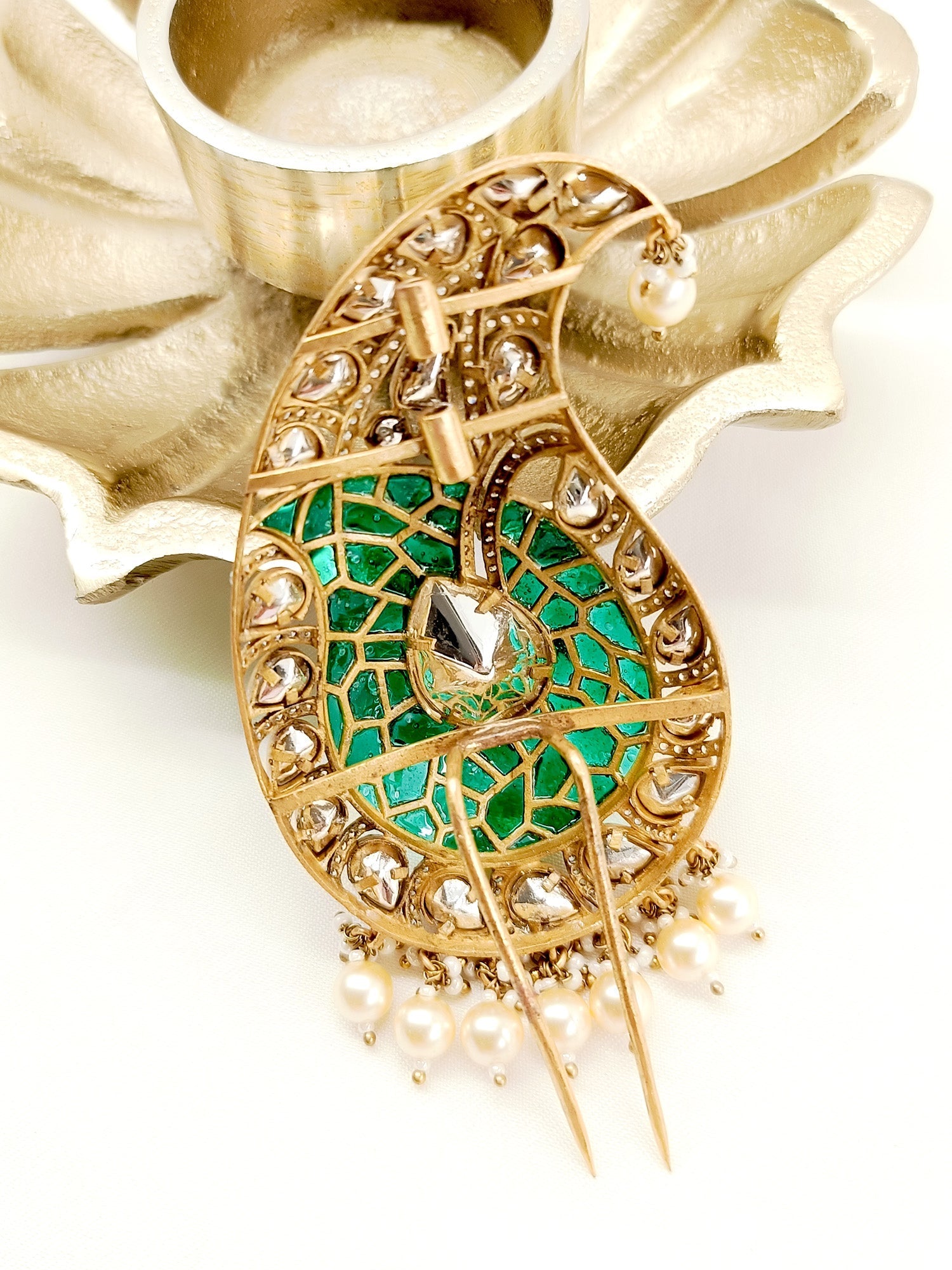 Priyanshu Green Kundan Dulha Kalgi - qivii