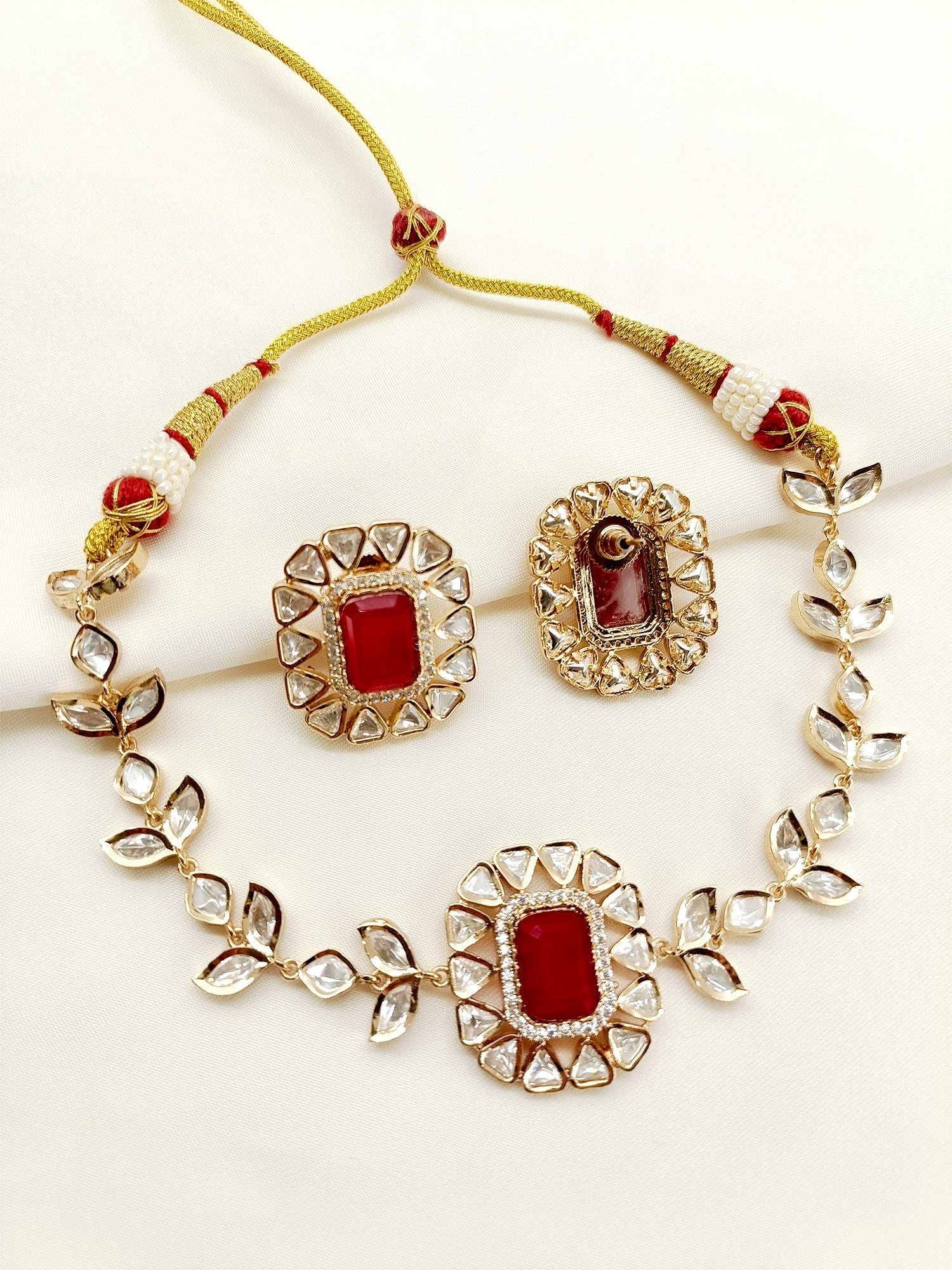 Stuti Ruby Kundan Choker Set - qivii