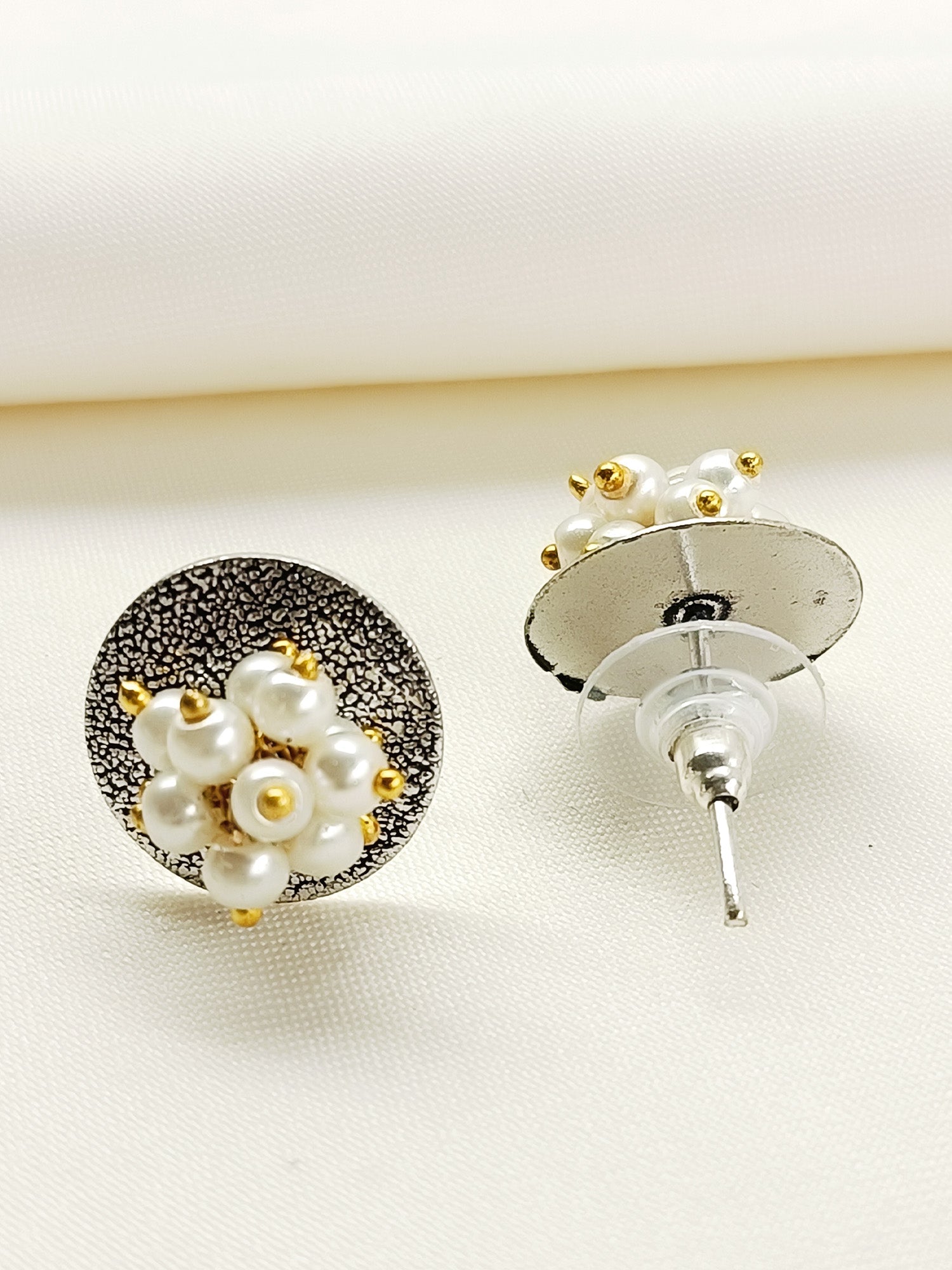 Pranami White Pearl Oxidized Tops