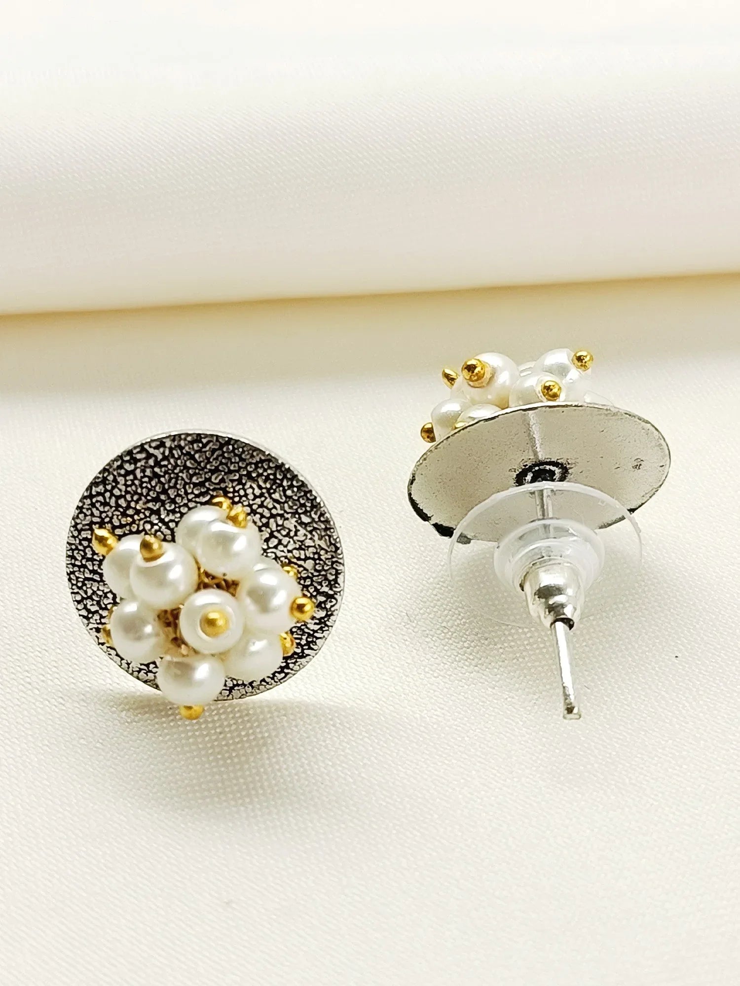 Pranami White Pearl Oxidized Tops