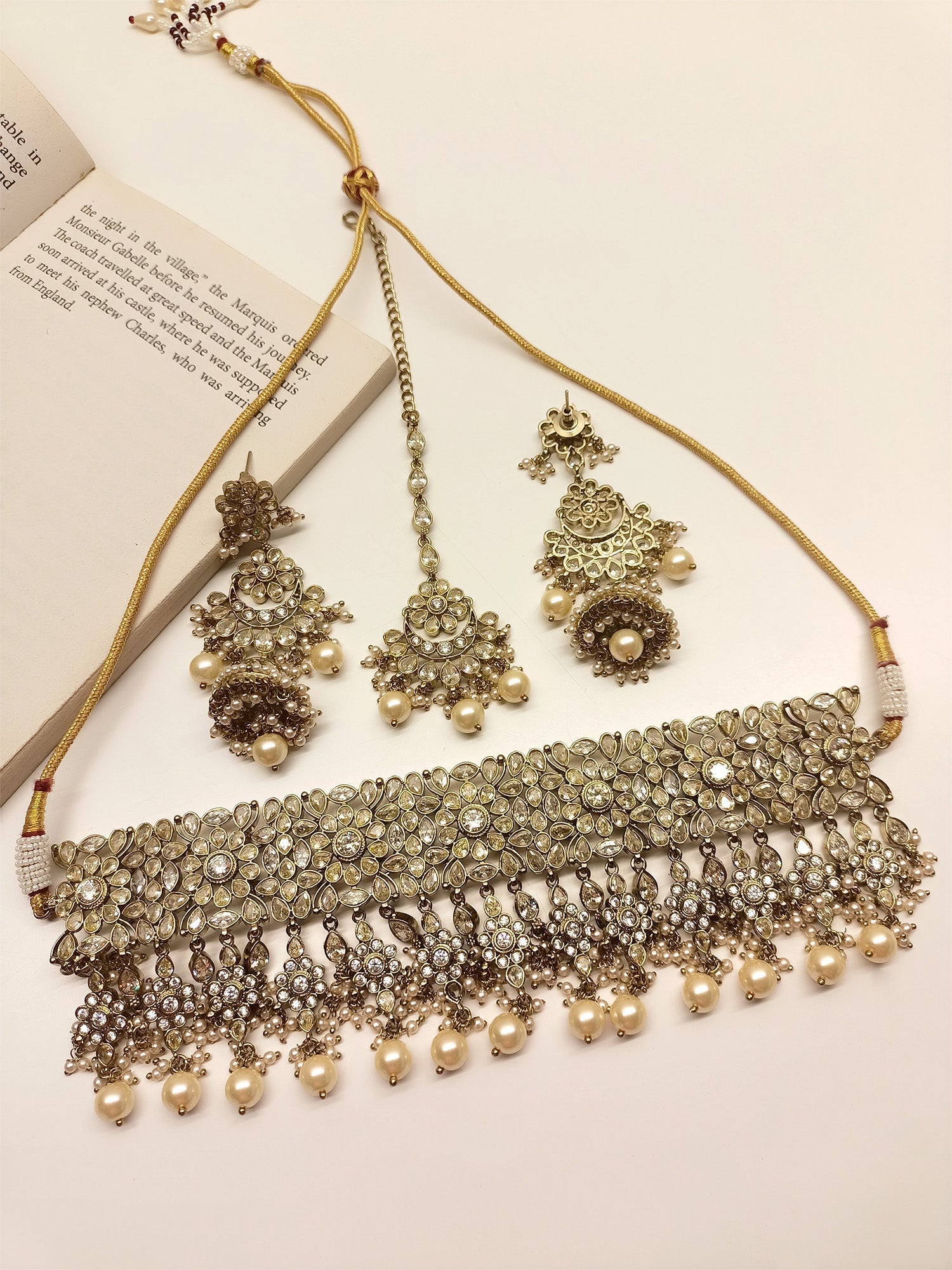 Elegant Tasavur Copper Polki Choker Set with Traditional Design