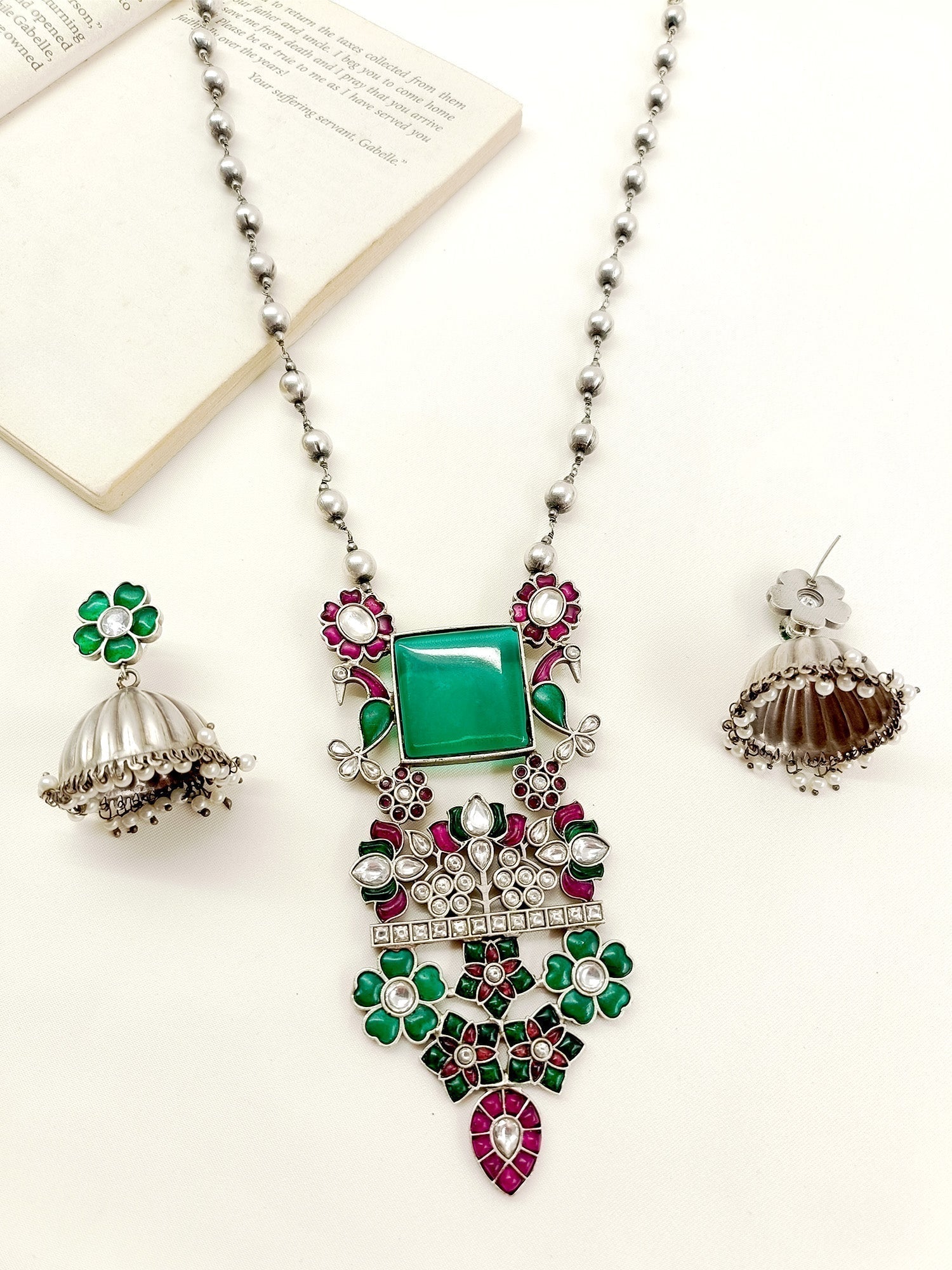 Mehul M & G German Silver Oxidized Pendant Set - qivii