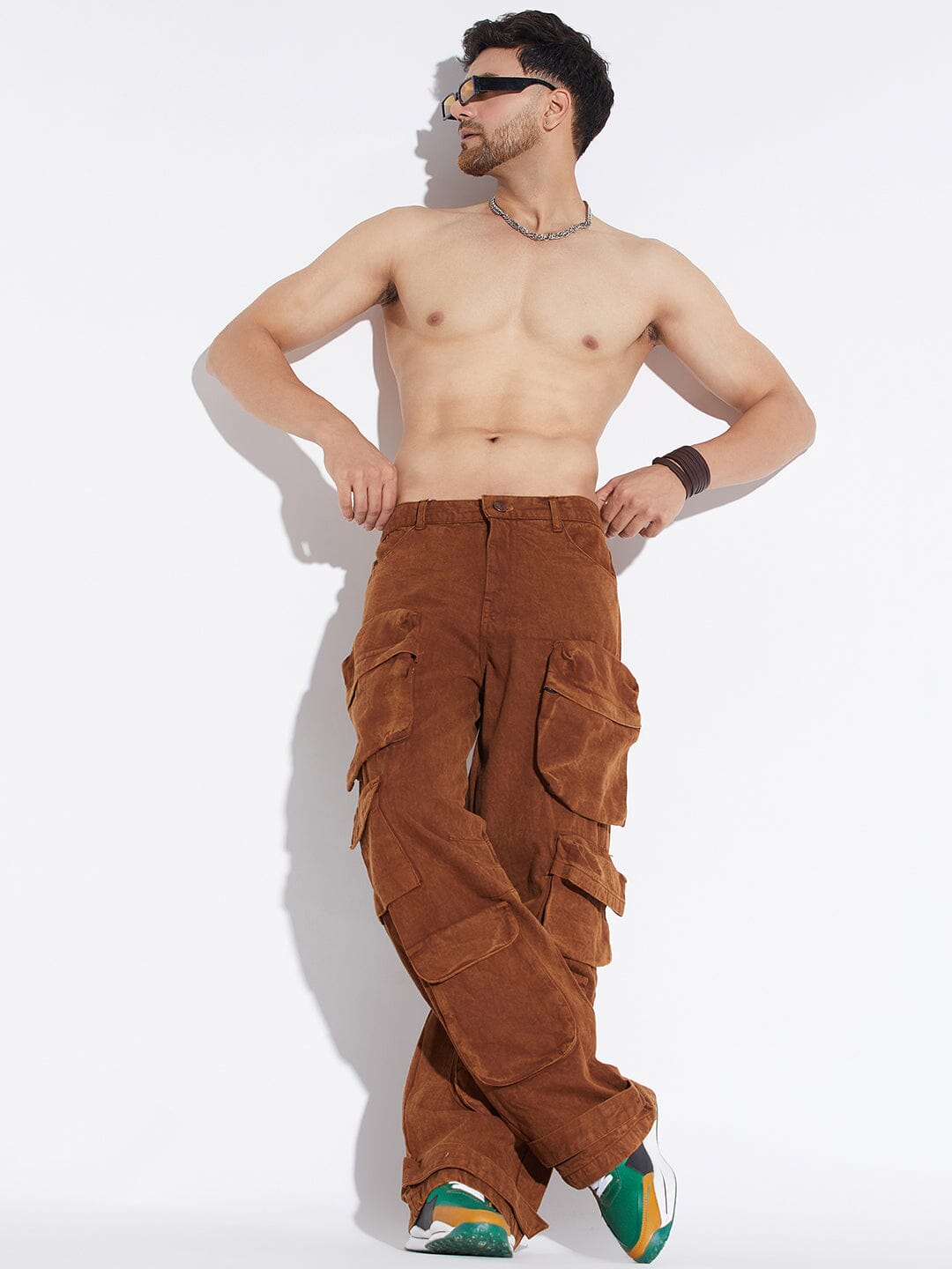 Brown Super Baggy Cargo Denim