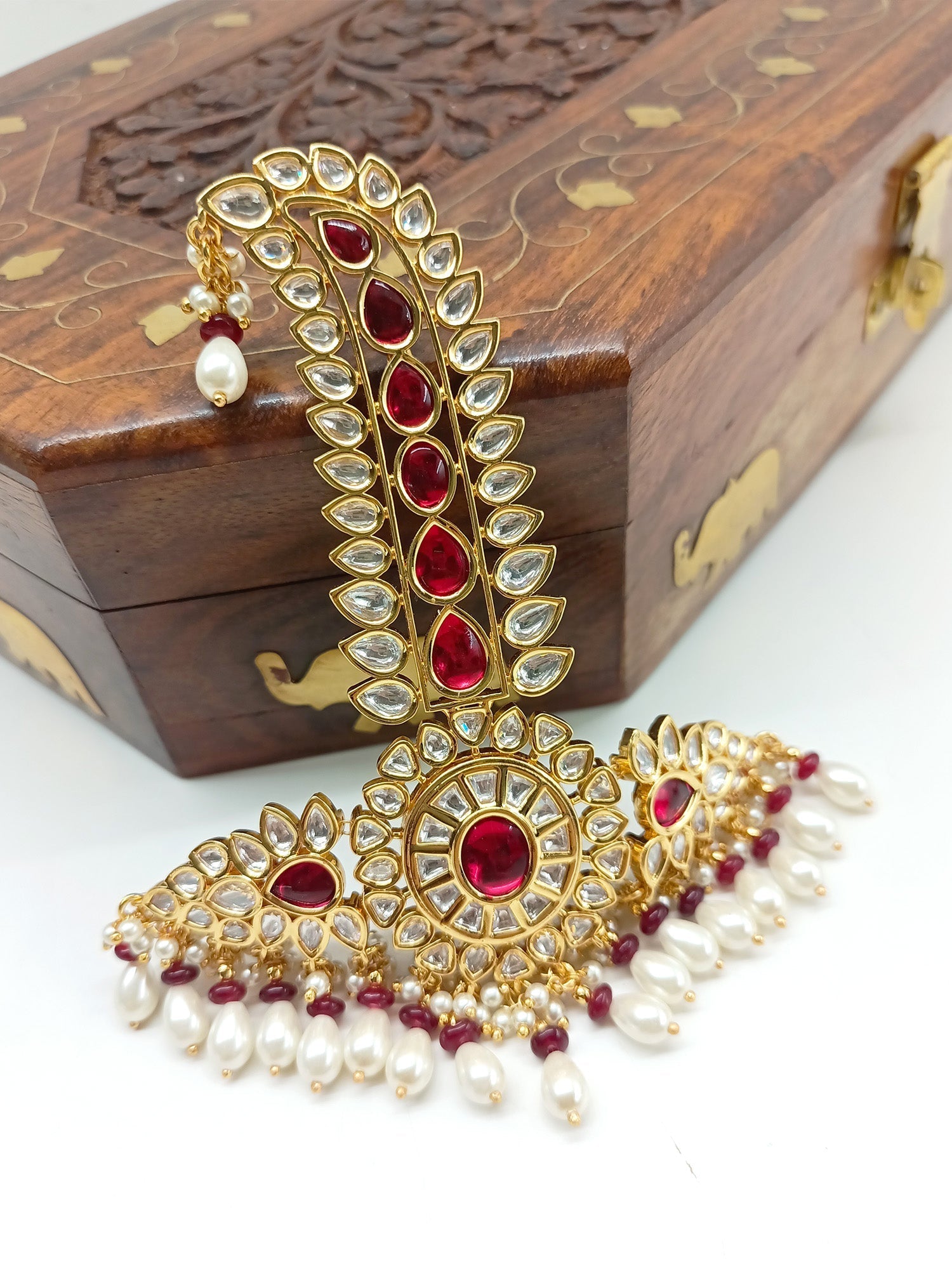Aayush Maroon Kundan Dulha Kalgi - qivii