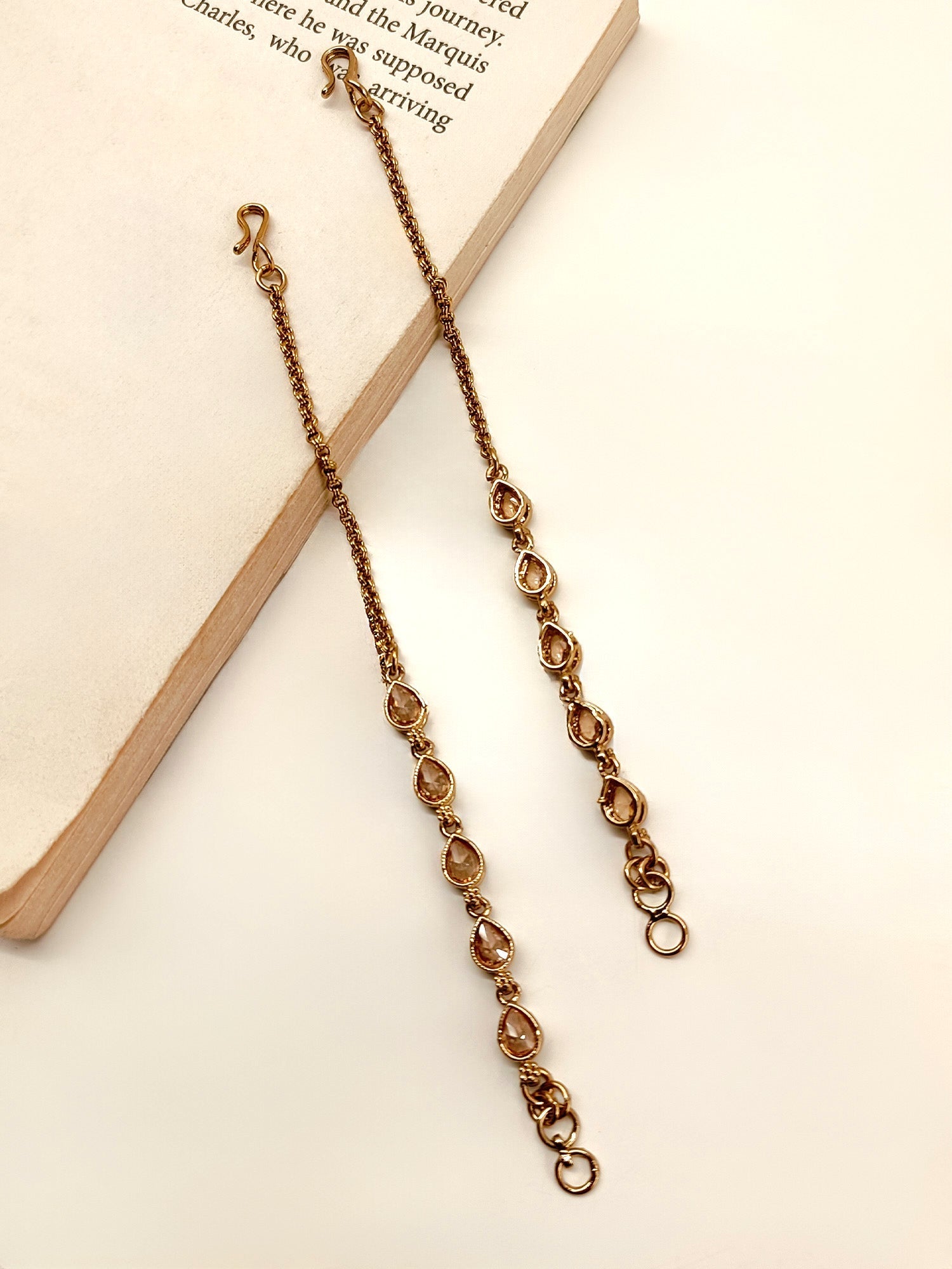 Abhisha Copper Polki Ear Chain - qivii