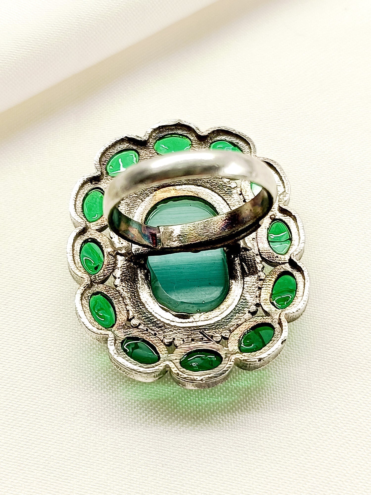 Kamya Mint Green Oxidized Finger Ring - qivii