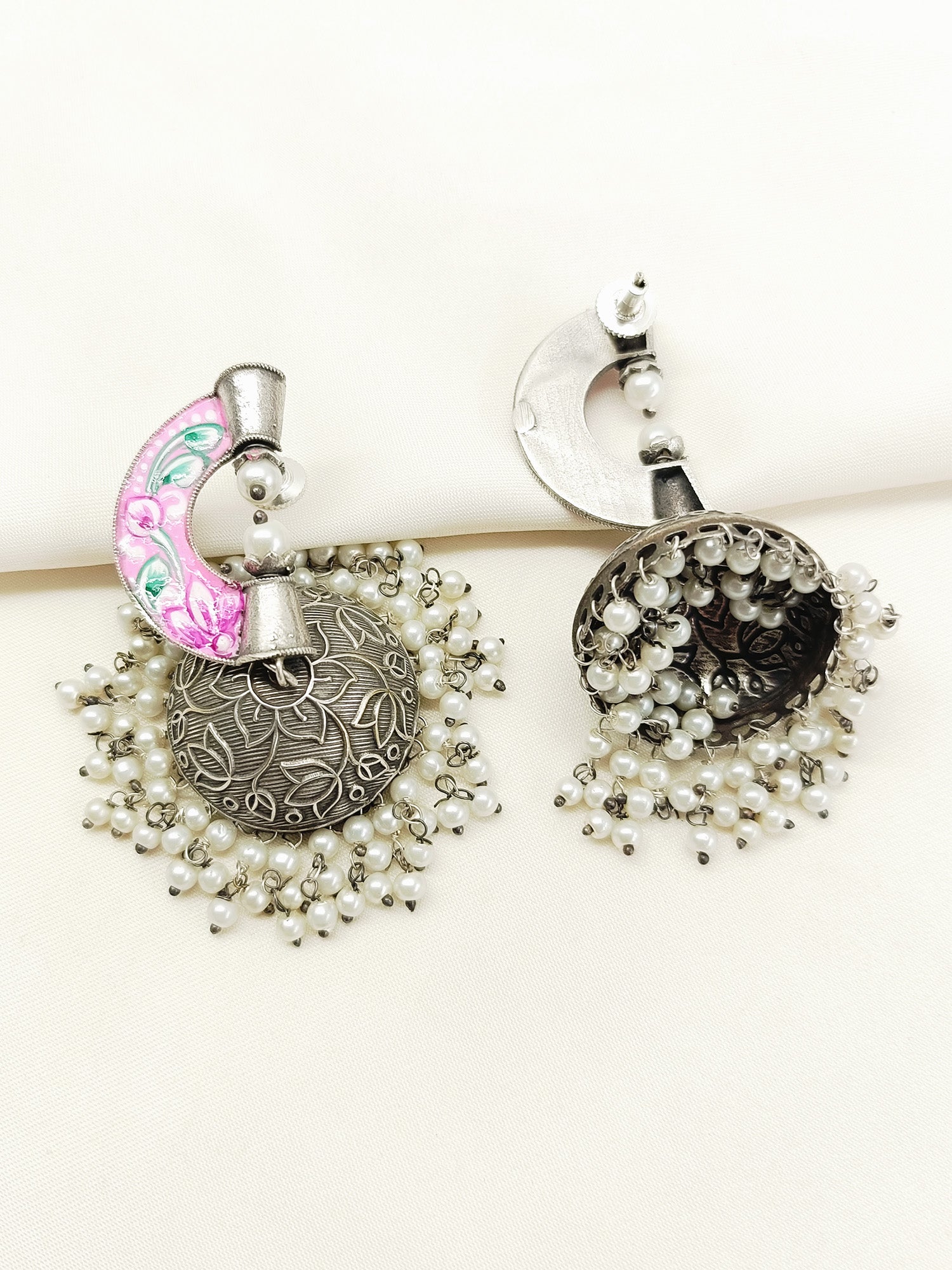 Aishani Pink Oxidized Jhumki