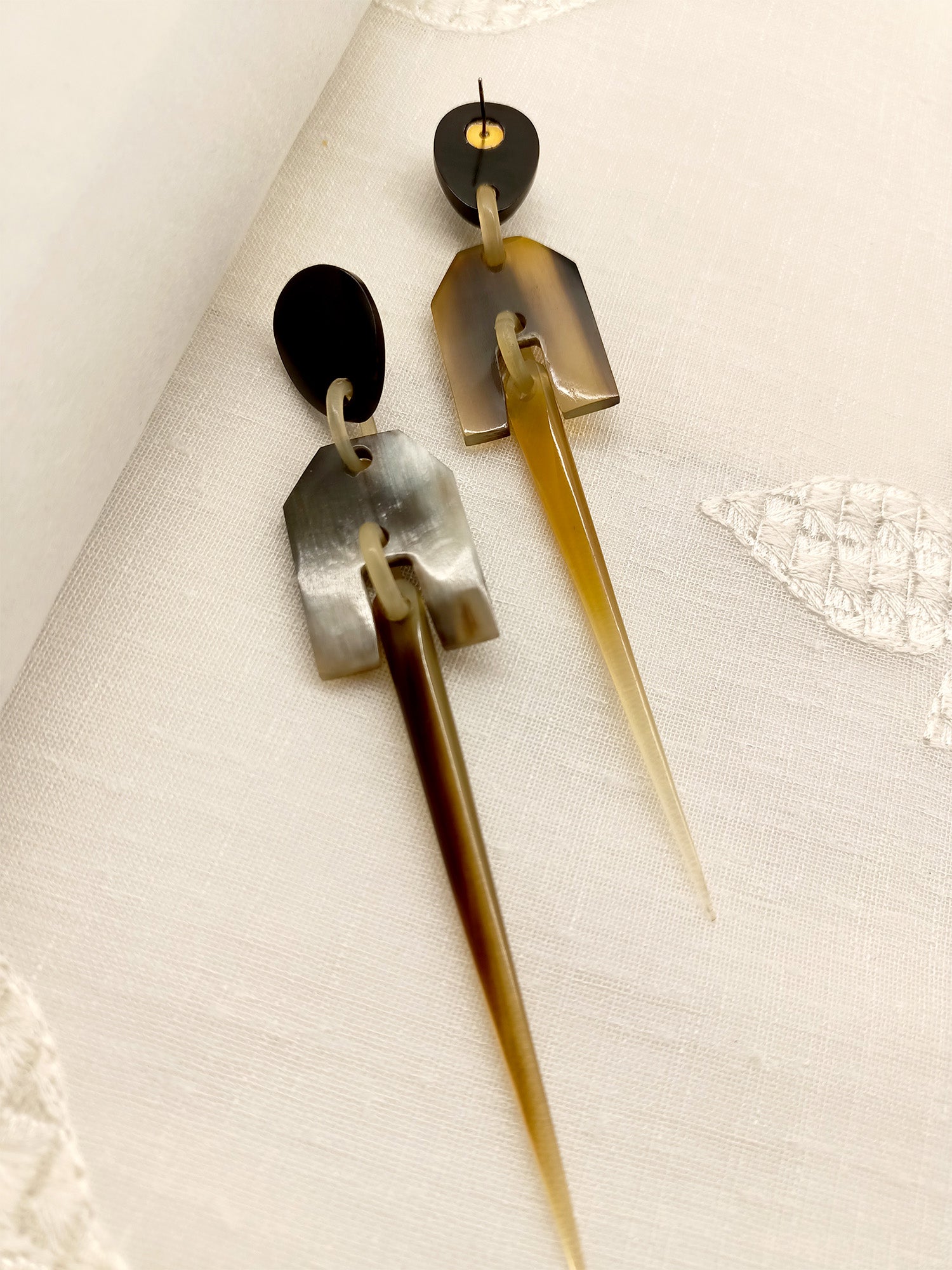 Sleek Beige Acrylic Long Western Earrings - qivii