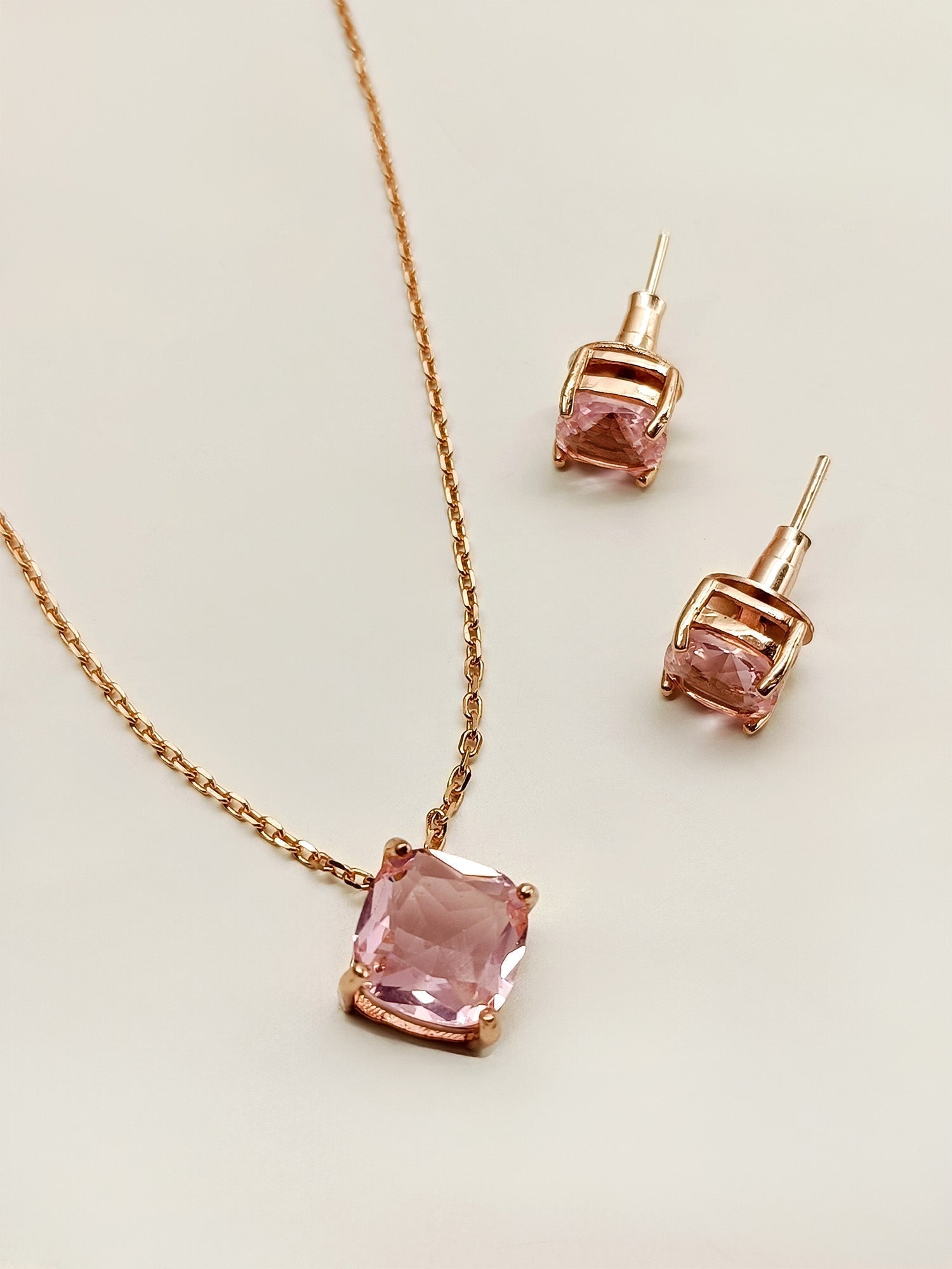 Guneet Pink American Diamond Pendant Set - qivii