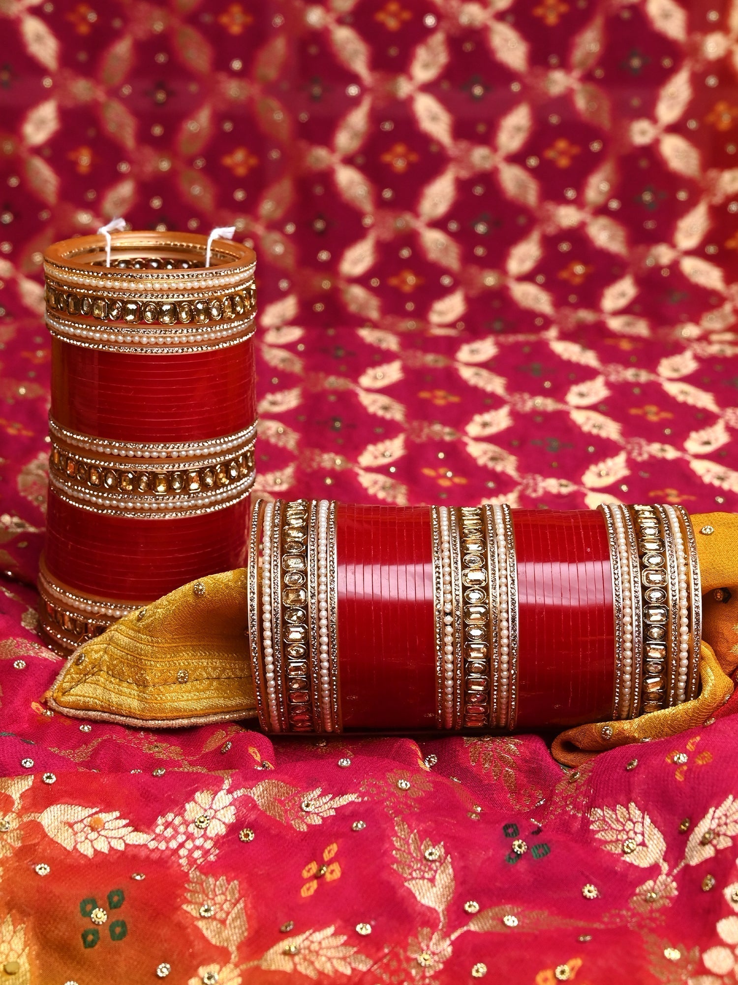 Gatha Copper Stone Polki Bangles Chura - qivii