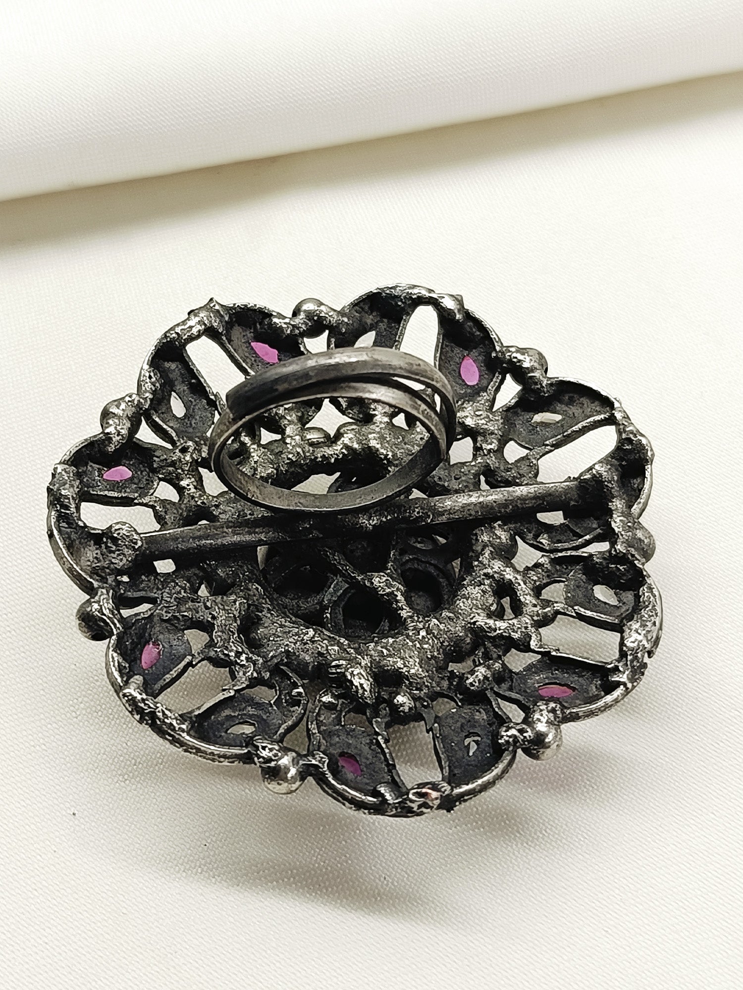 Krsnananda Baby Pink Oxidized Finger Ring