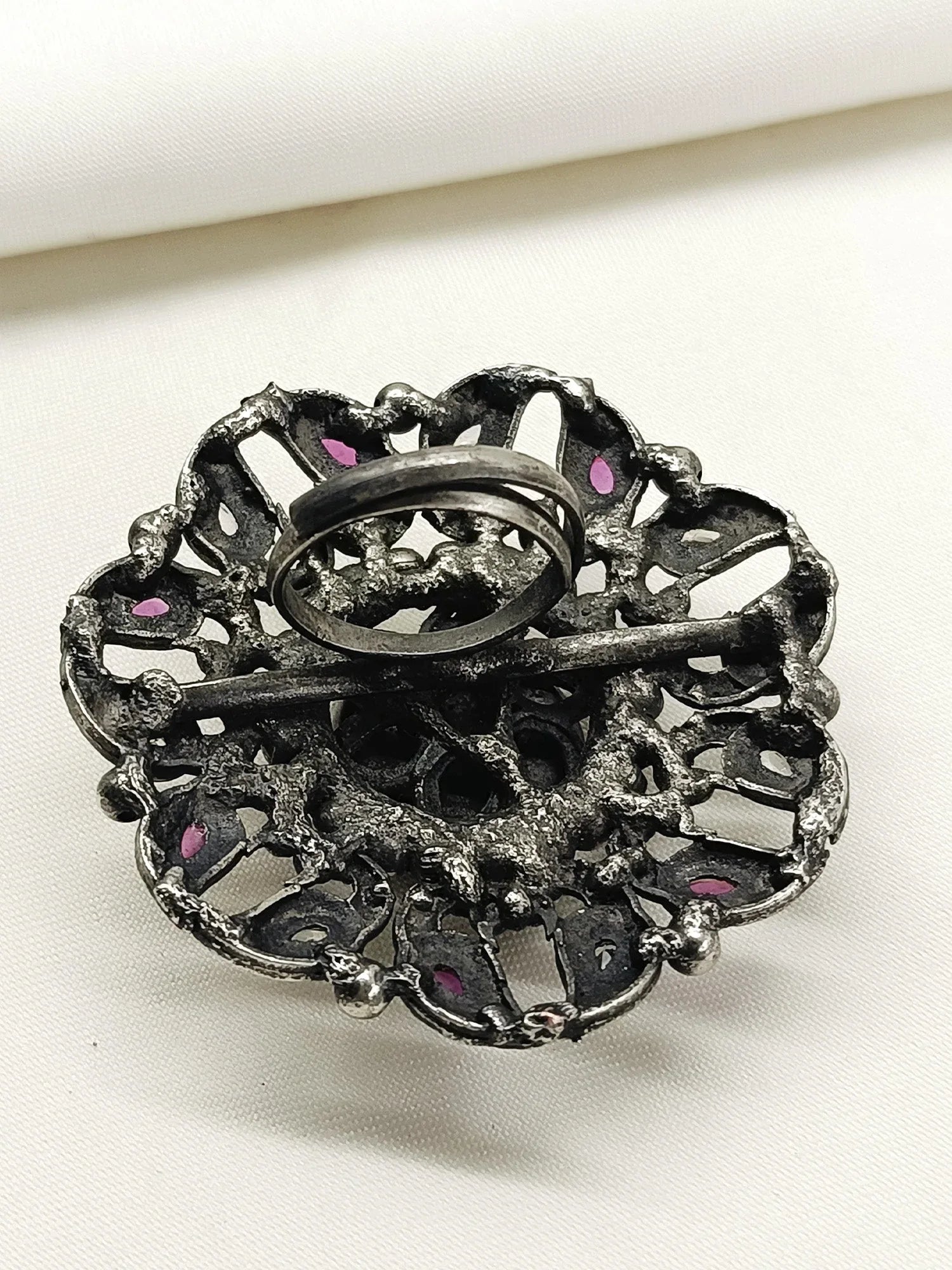 Krsnananda Baby Pink Oxidized Finger Ring