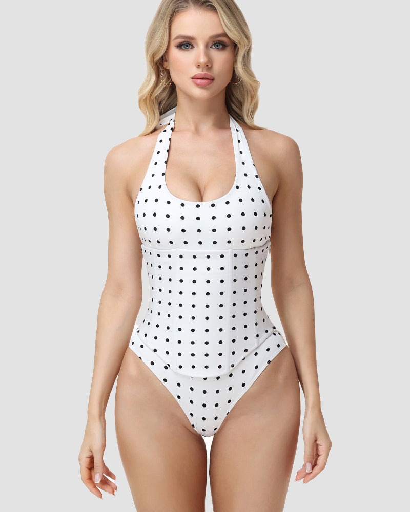 Hourglass Corset Body Shaper Waist Cincher Swimsuit Two-Piece Set - By Qivii