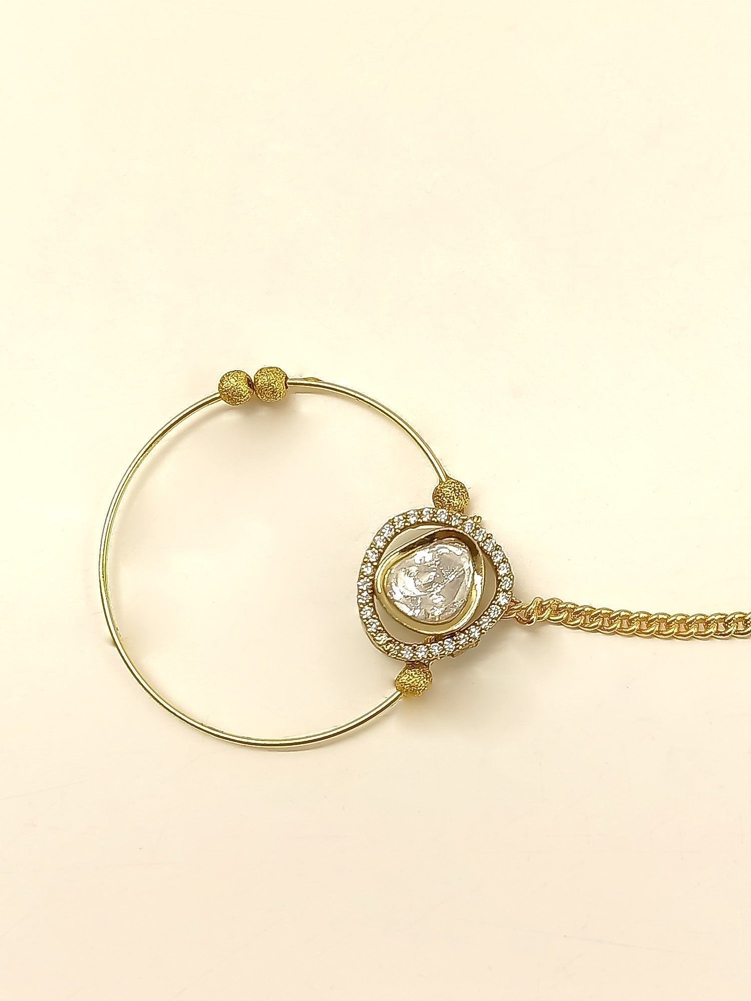 Suhasini White Kundan Bridal Nath - qivii