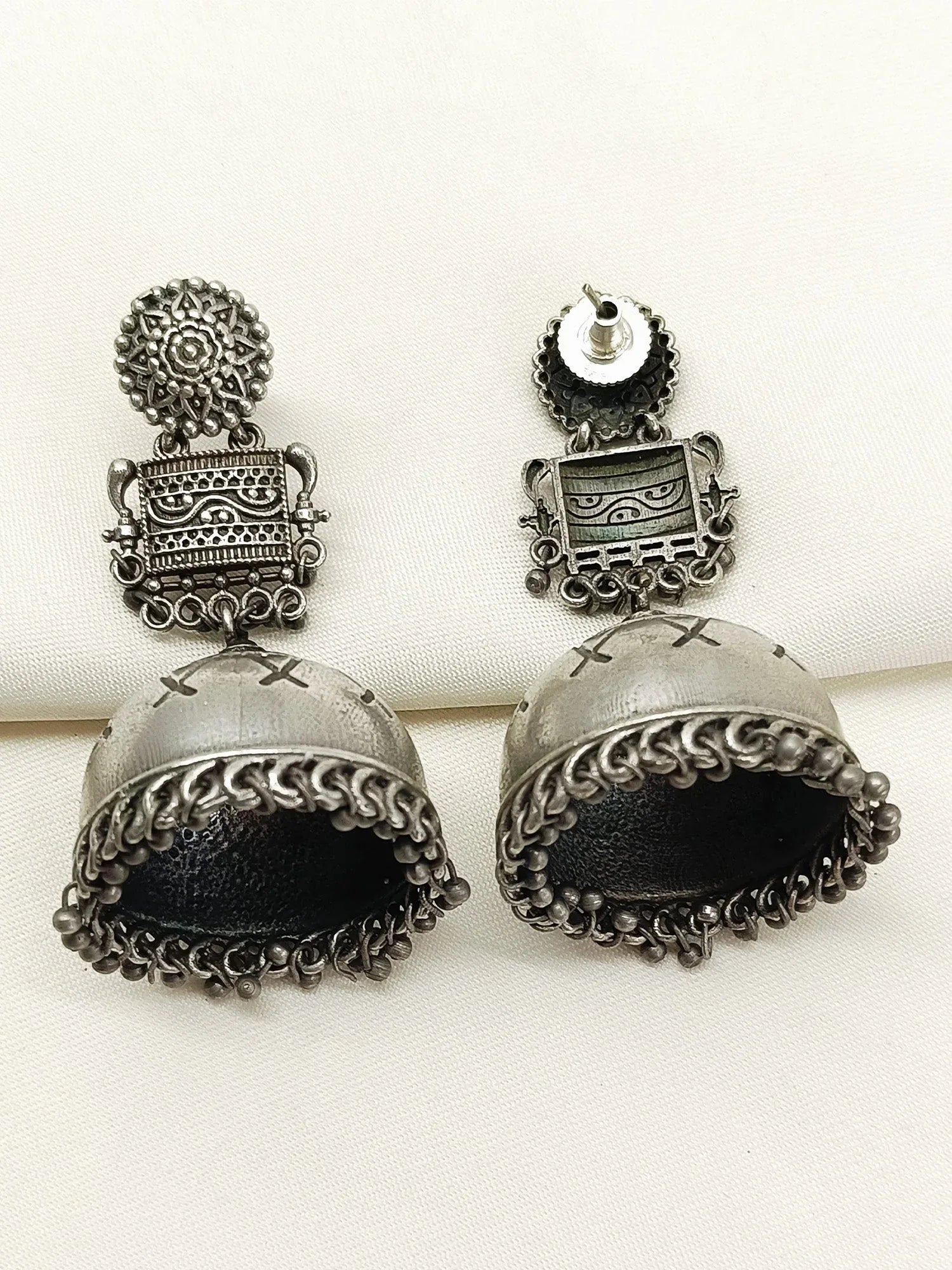 Jyeshtha Plain Oxidized Jhumki