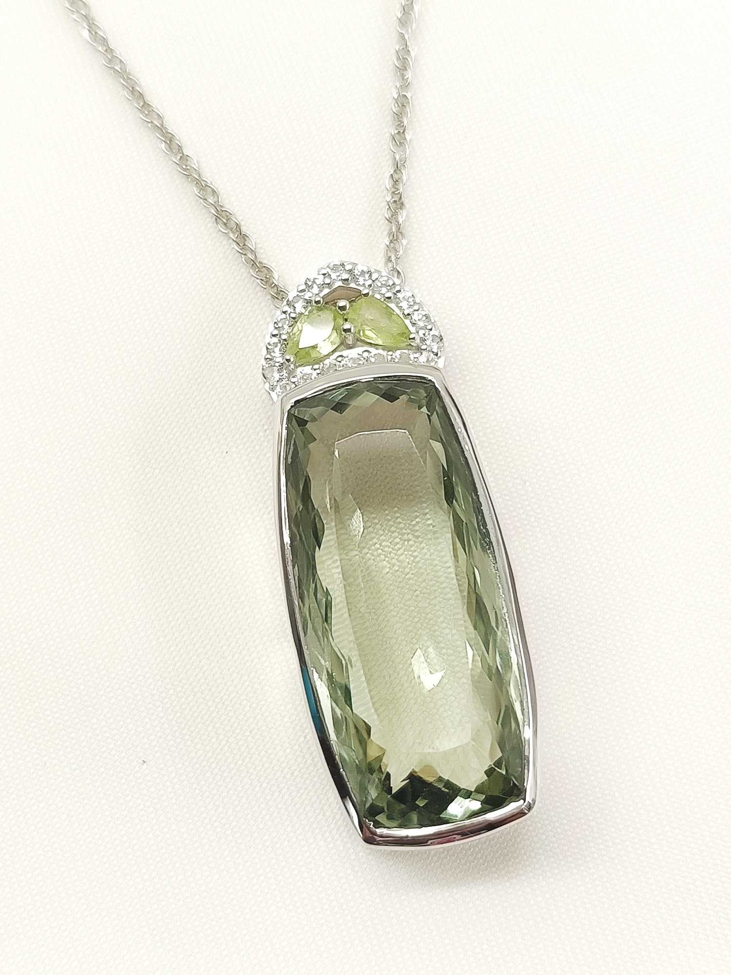 Ridhima Light Green 92.5 Silver Prasiolite Amethyst Stone Pendal